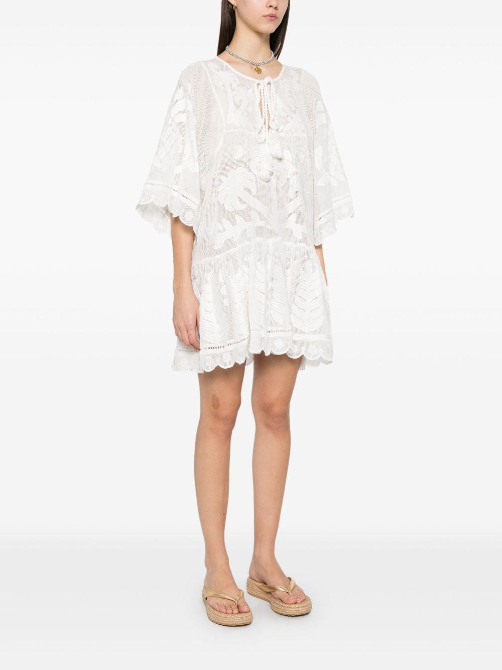 motif-embroidered mini dress - 3