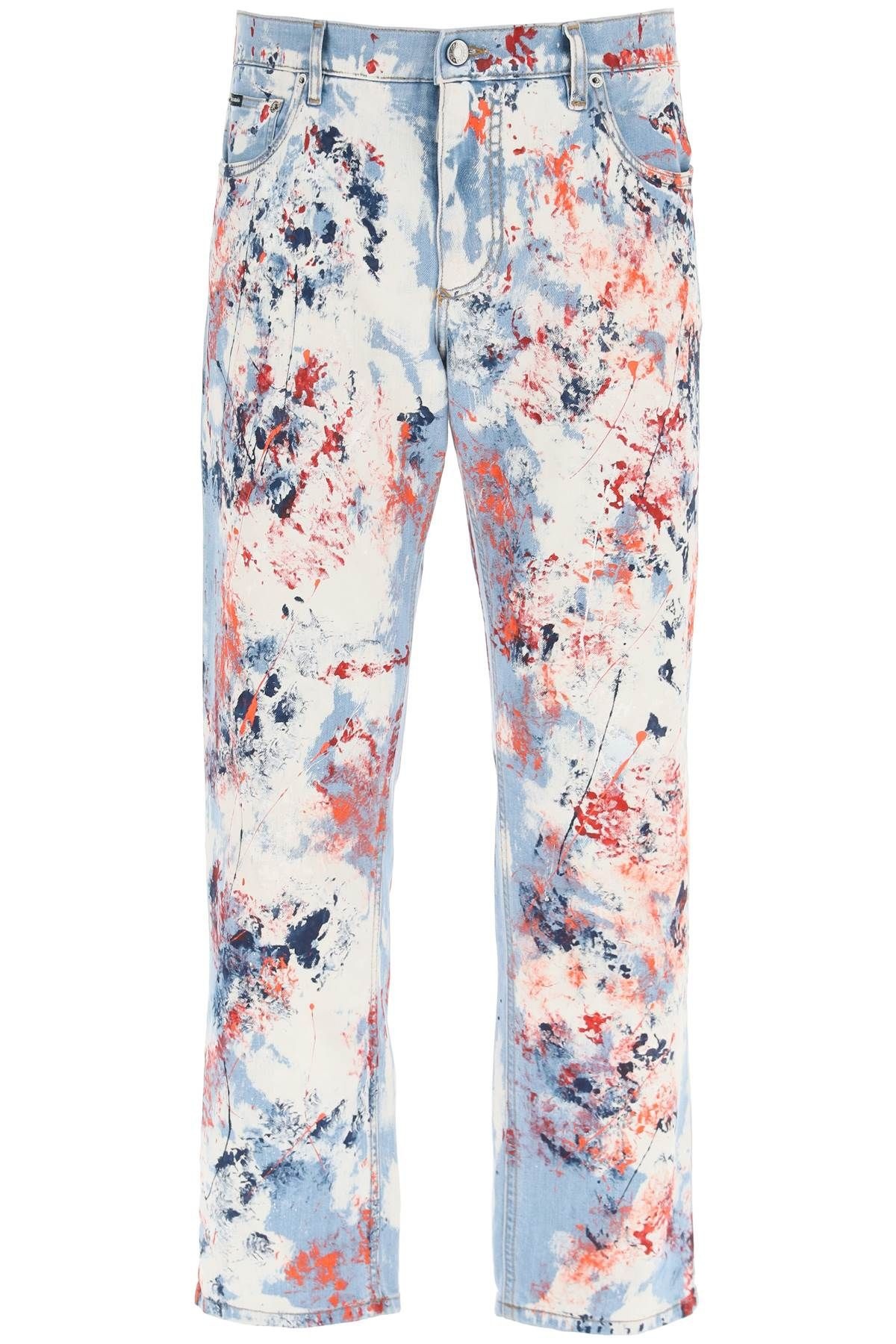 MARBLED PRINT JEANS - 1