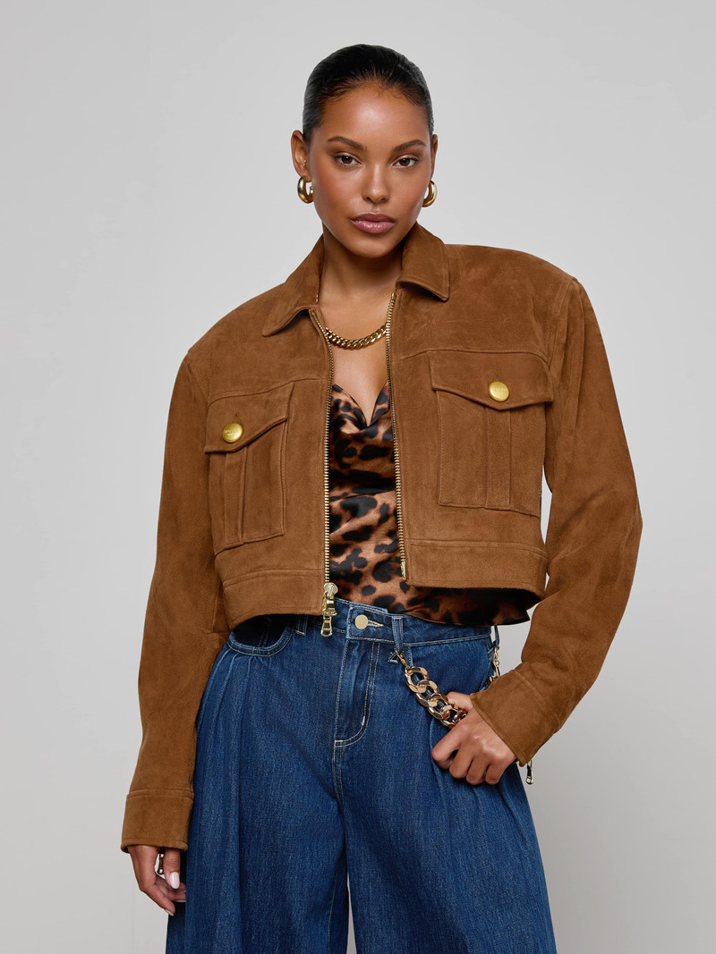 L'AGENCE Micah Oversized Suede Jacket outlook
