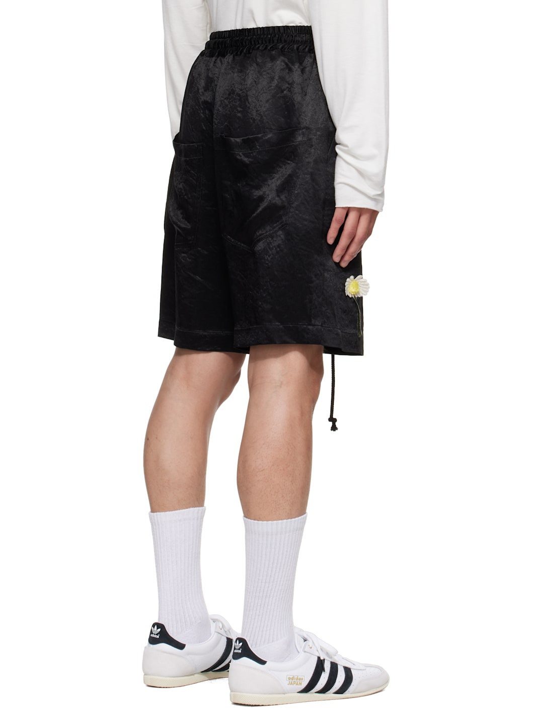 Black Flower Elasticized Shorts - 3