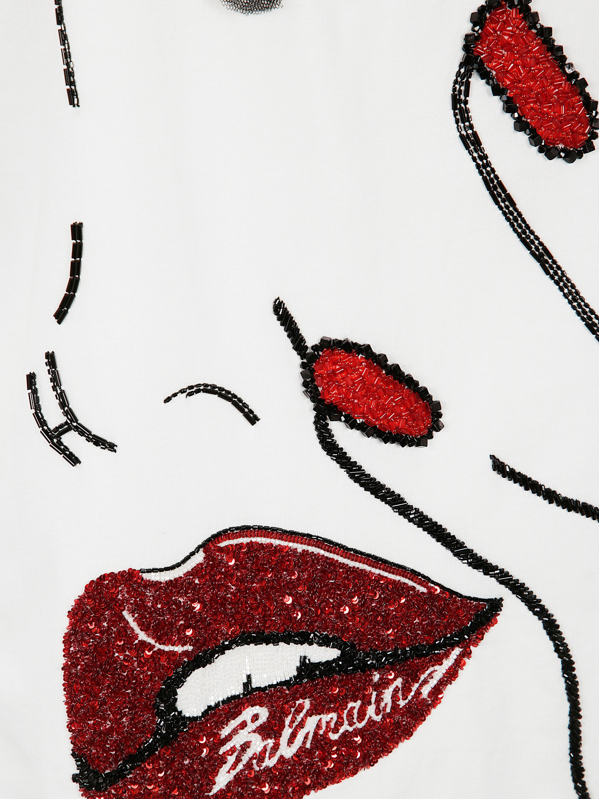 Balmain Women Pearls Chains Details Partial Face T-Shirt - 3
