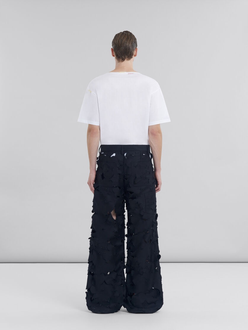 BLACK COTTON CARGO PANTS WITH CUT-OUT DETAIL - 3