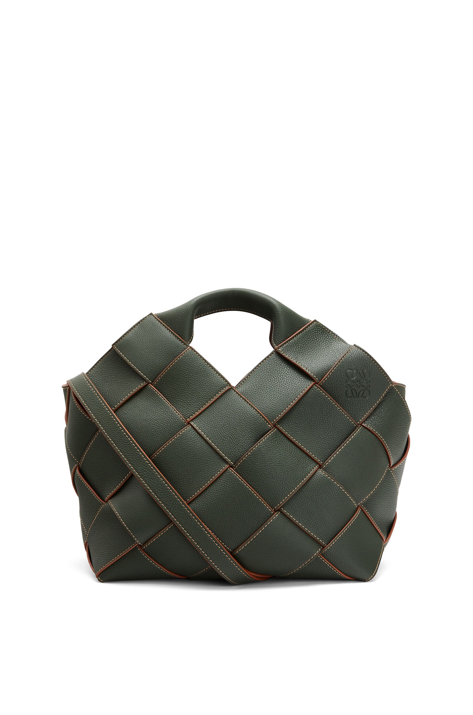 Woven basket bag in soft grained calfskin - 1