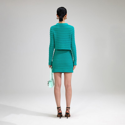 self-portrait Green Beaded Knit Mini Skirt outlook