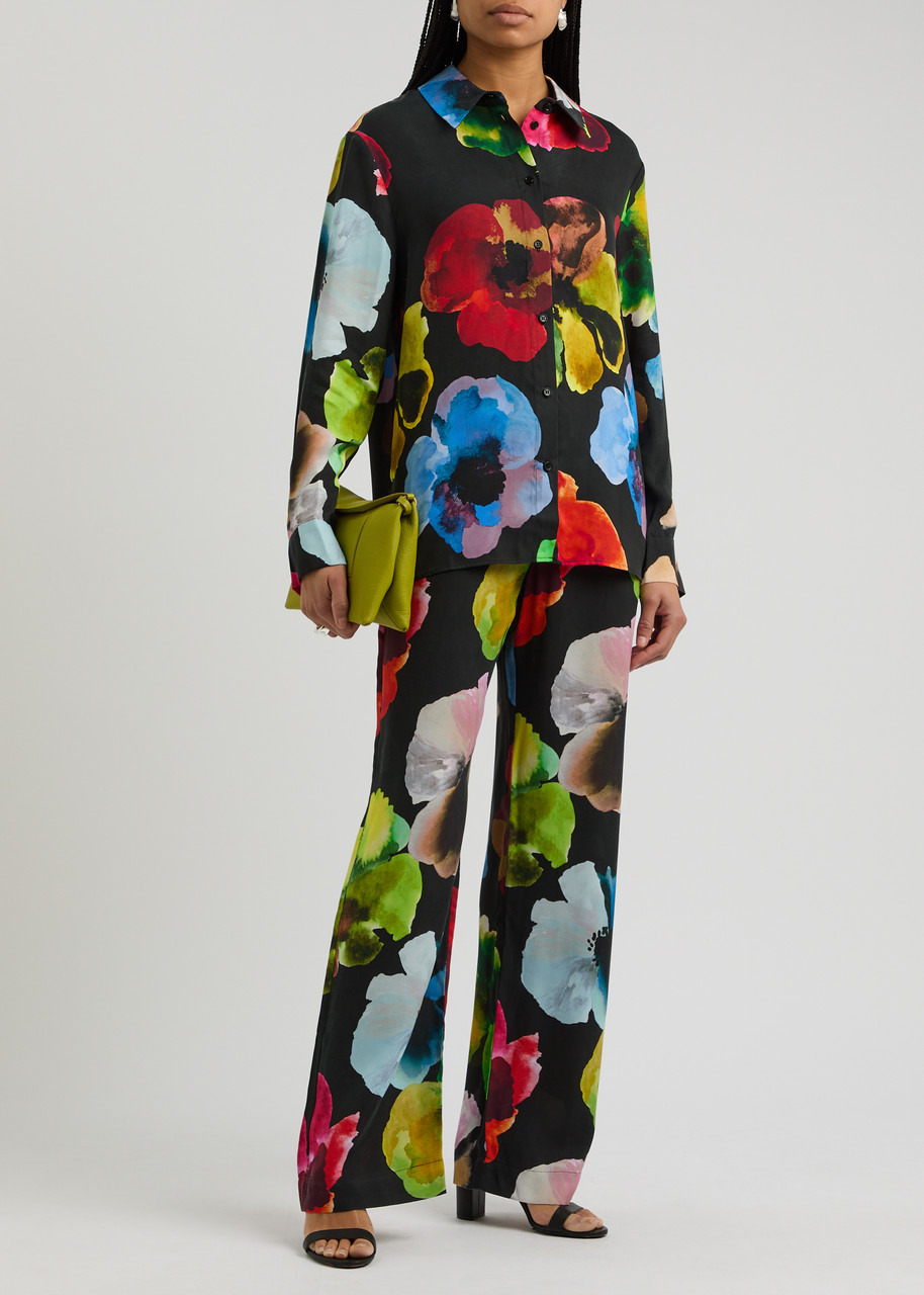 Stine Goya Floral-print Matte Satin Trousers - 4