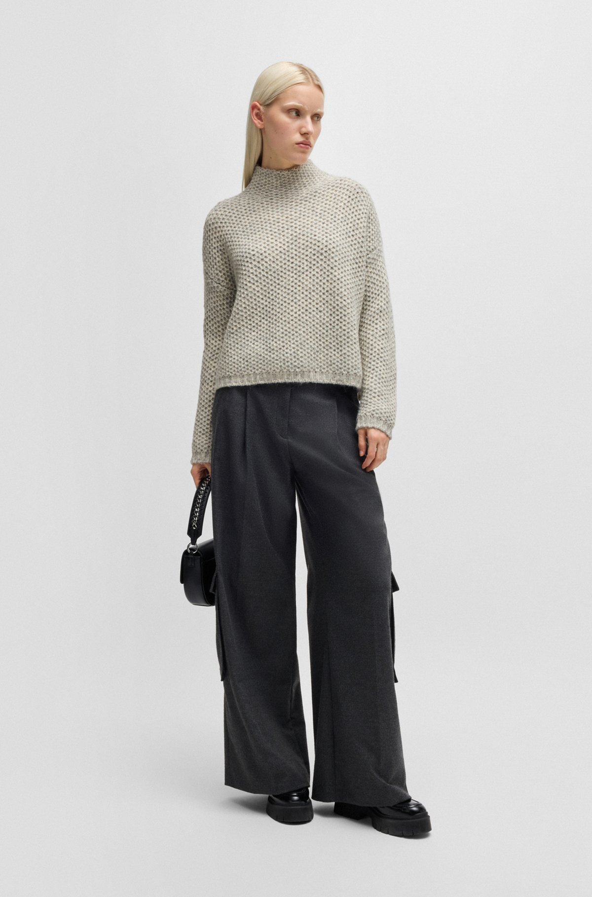 FUNNEL-NECK SWEATER WITH RICE-CORN STRUCTURE - 3
