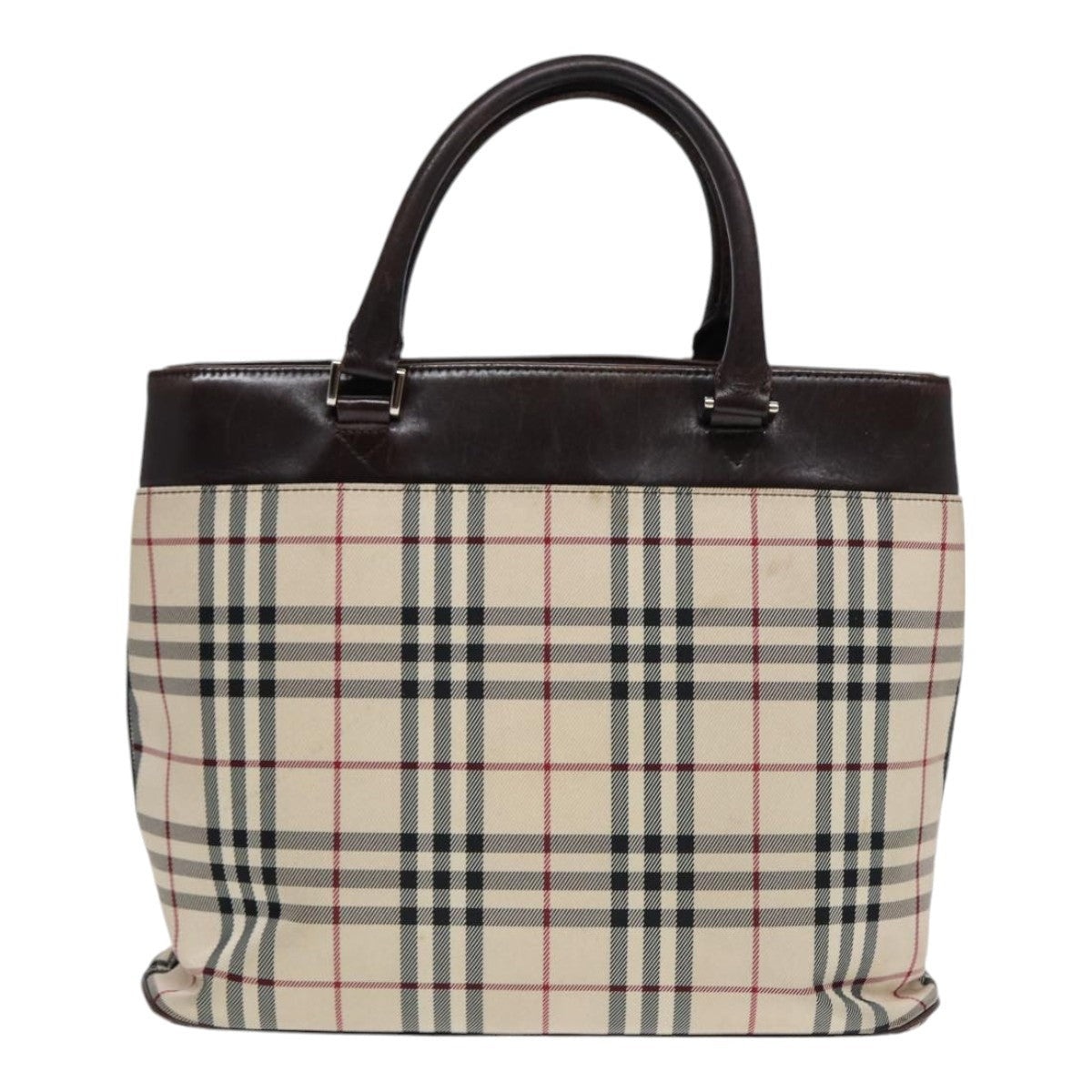 Burberry Nova Check Hand Bag Canvas Beige Silver - 2
