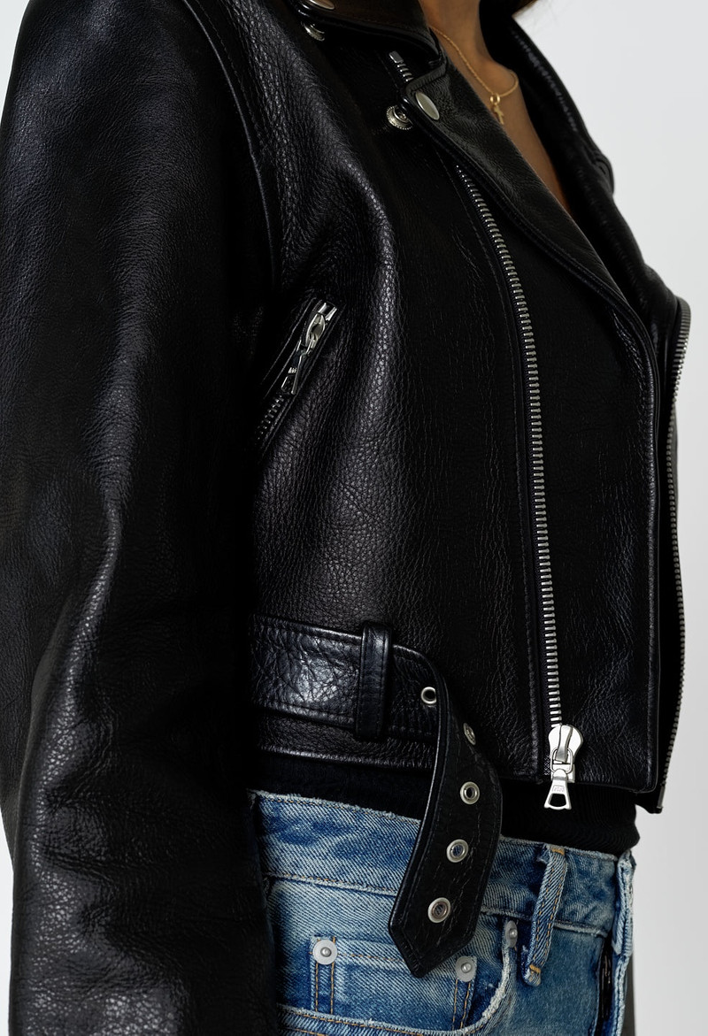 LEATHER CROPPED BIKER JACKET 5