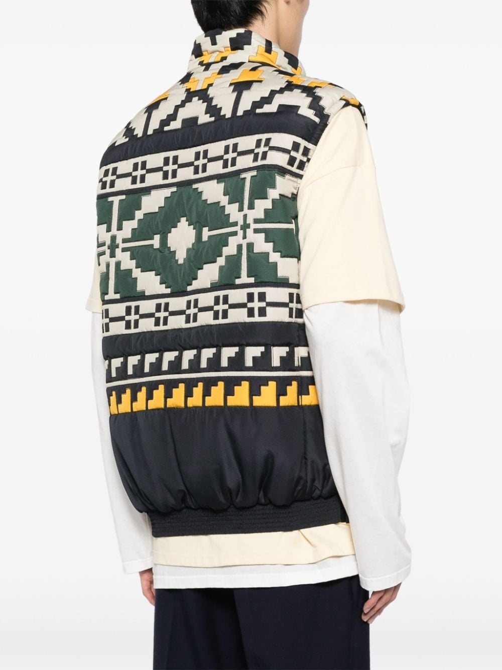 knit-pattern quilted vest - 4