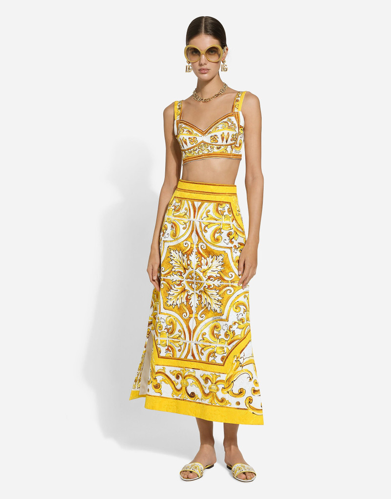 Dolce & Gabbana Majolica-print brocade calf-length skirt outlook