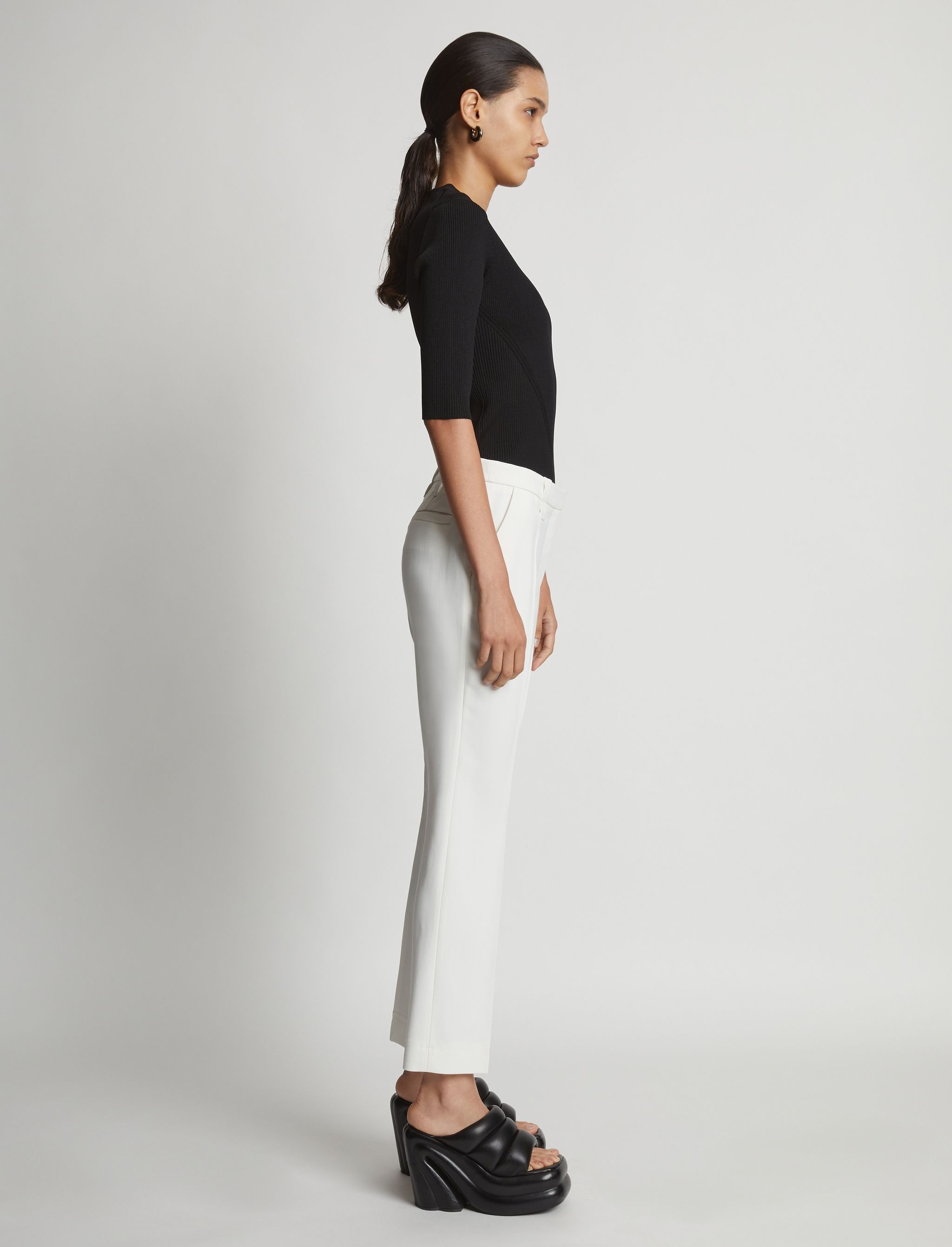 Viscose Suiting Crop Flare Pants - 3