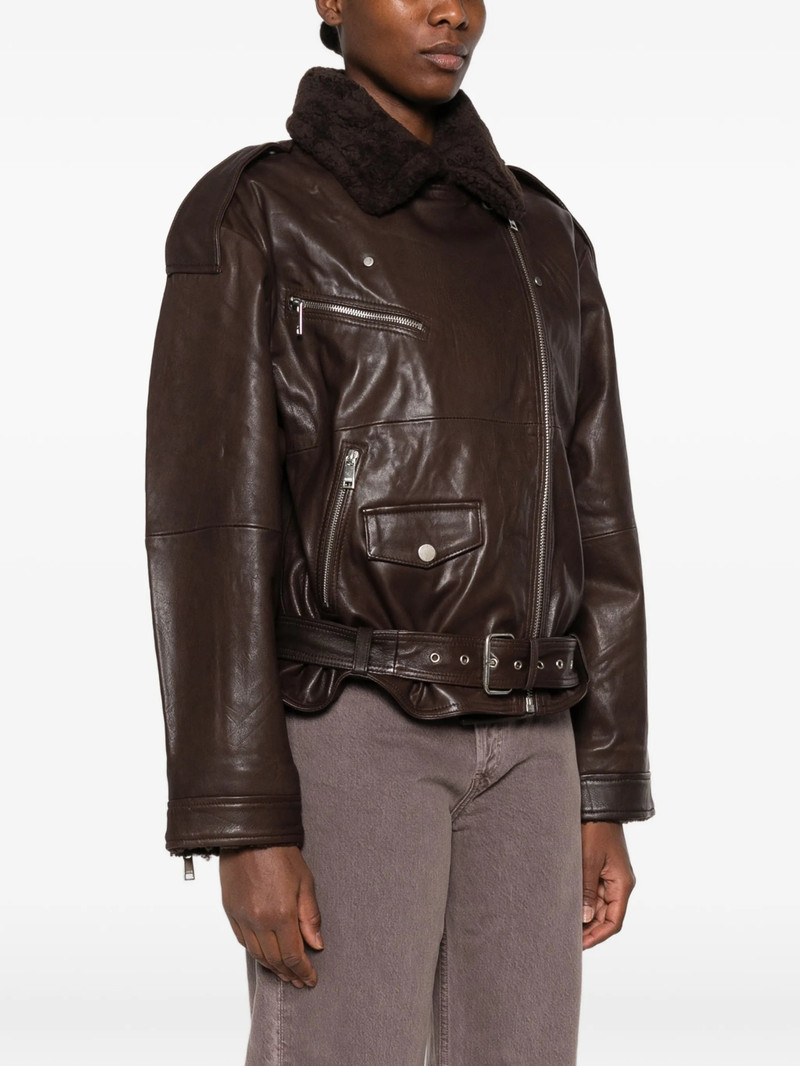 Gestuz Belted Shearling-collar Jacket 4