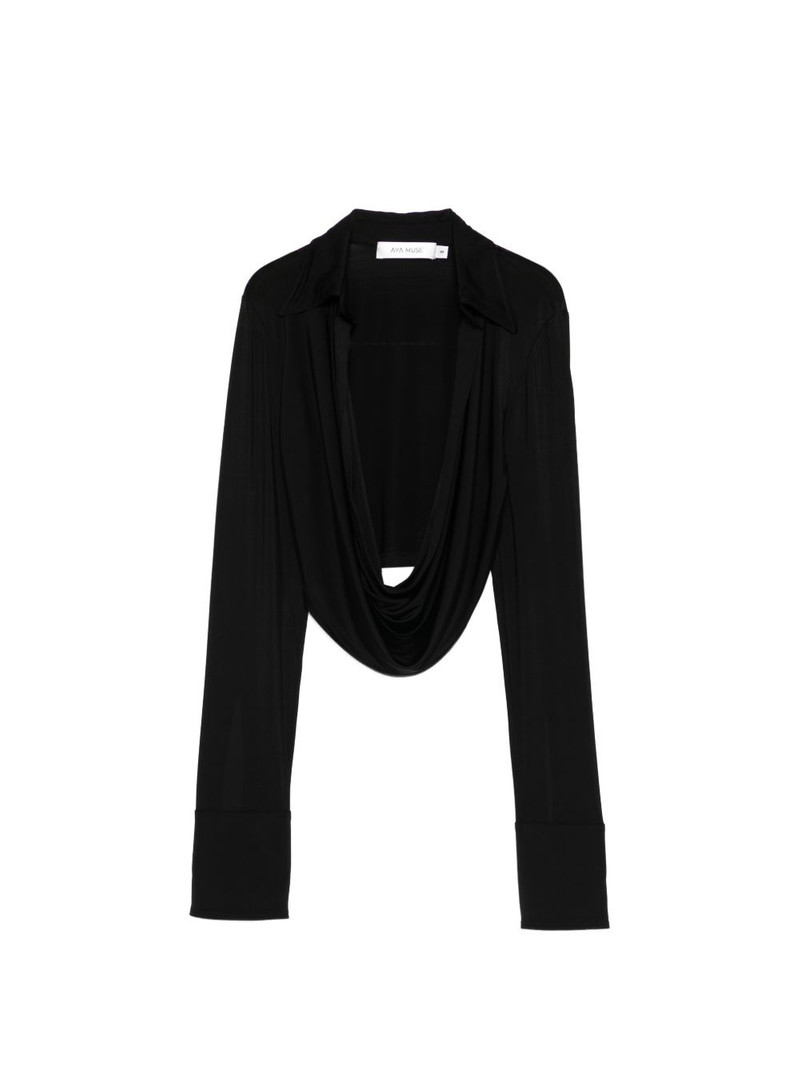 draped collared top 1
