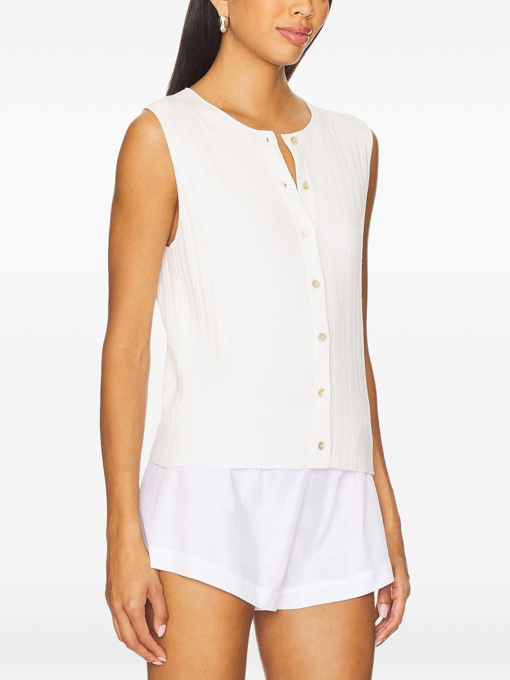 ribbed buttoned tank top - 3