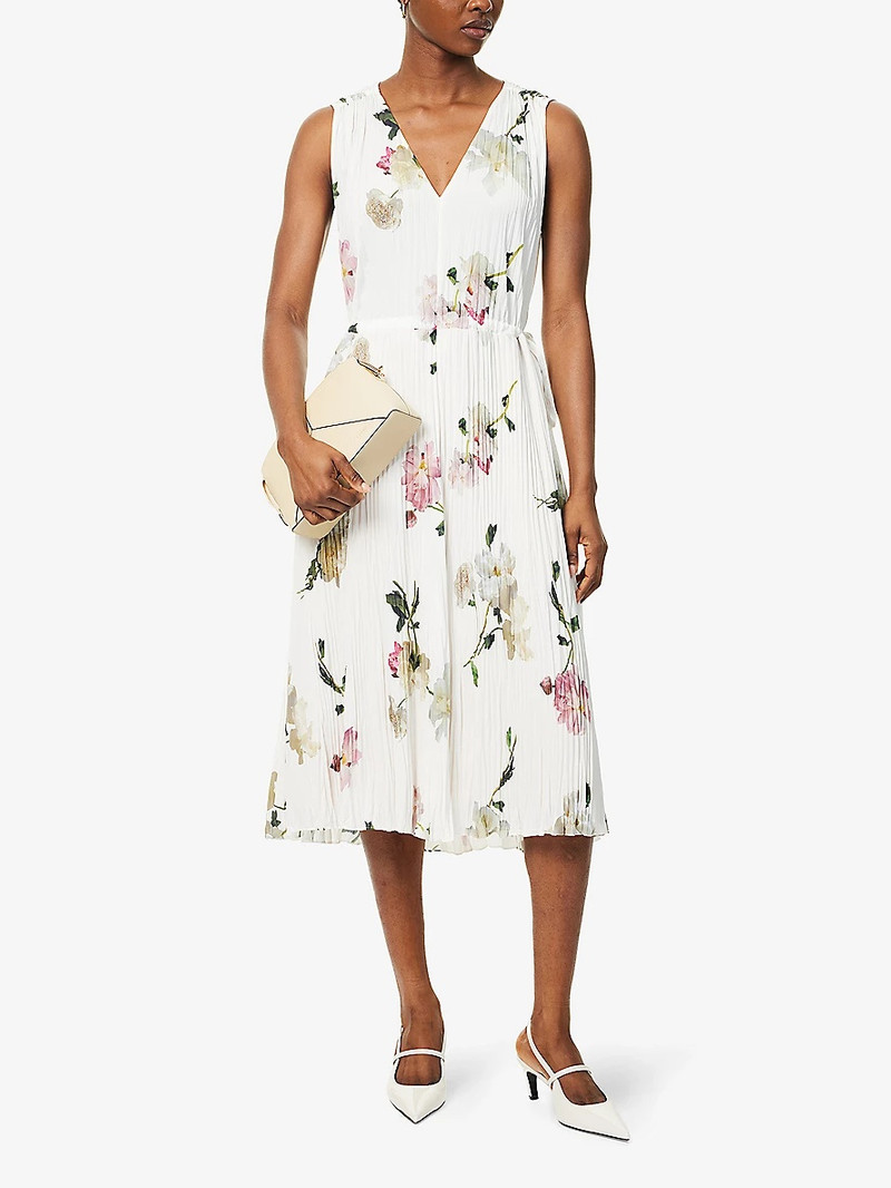 Vince Floral Pleated Woven Midi Dress outlook