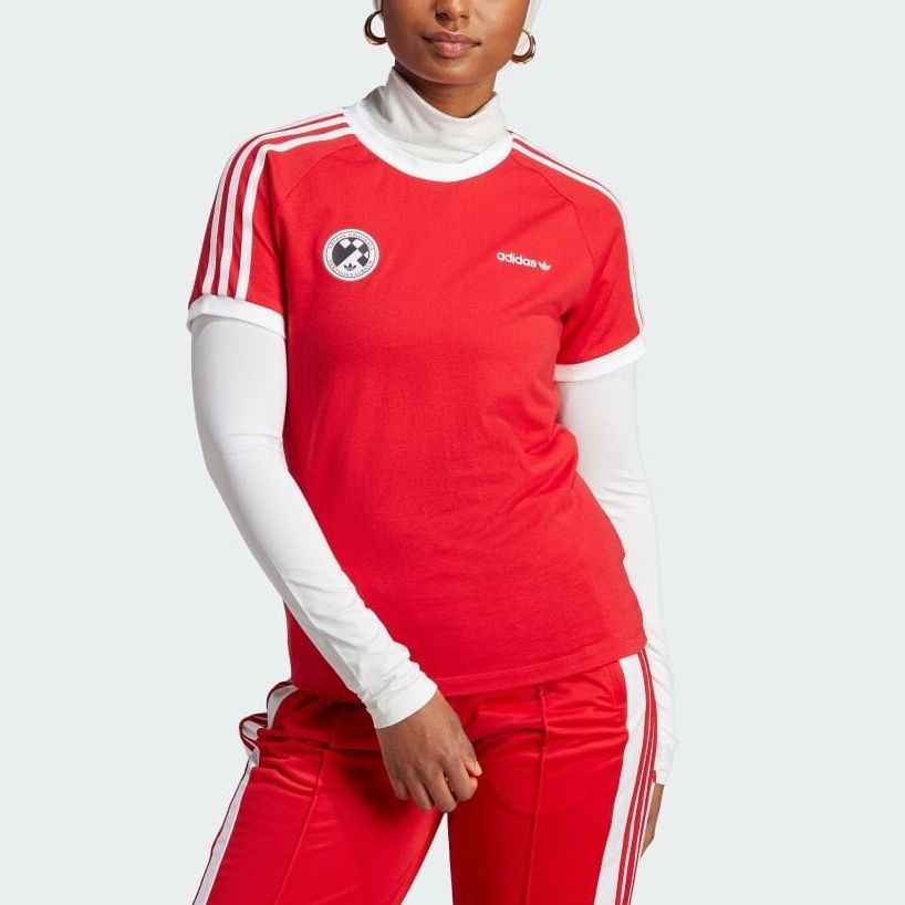 (WMNS) adidas Football Short Sleeve Tee 'Red' IR9786 - 3