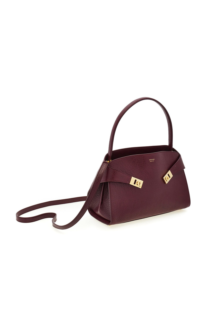 Small Hug Leather Shoulder Bag burgundy 7