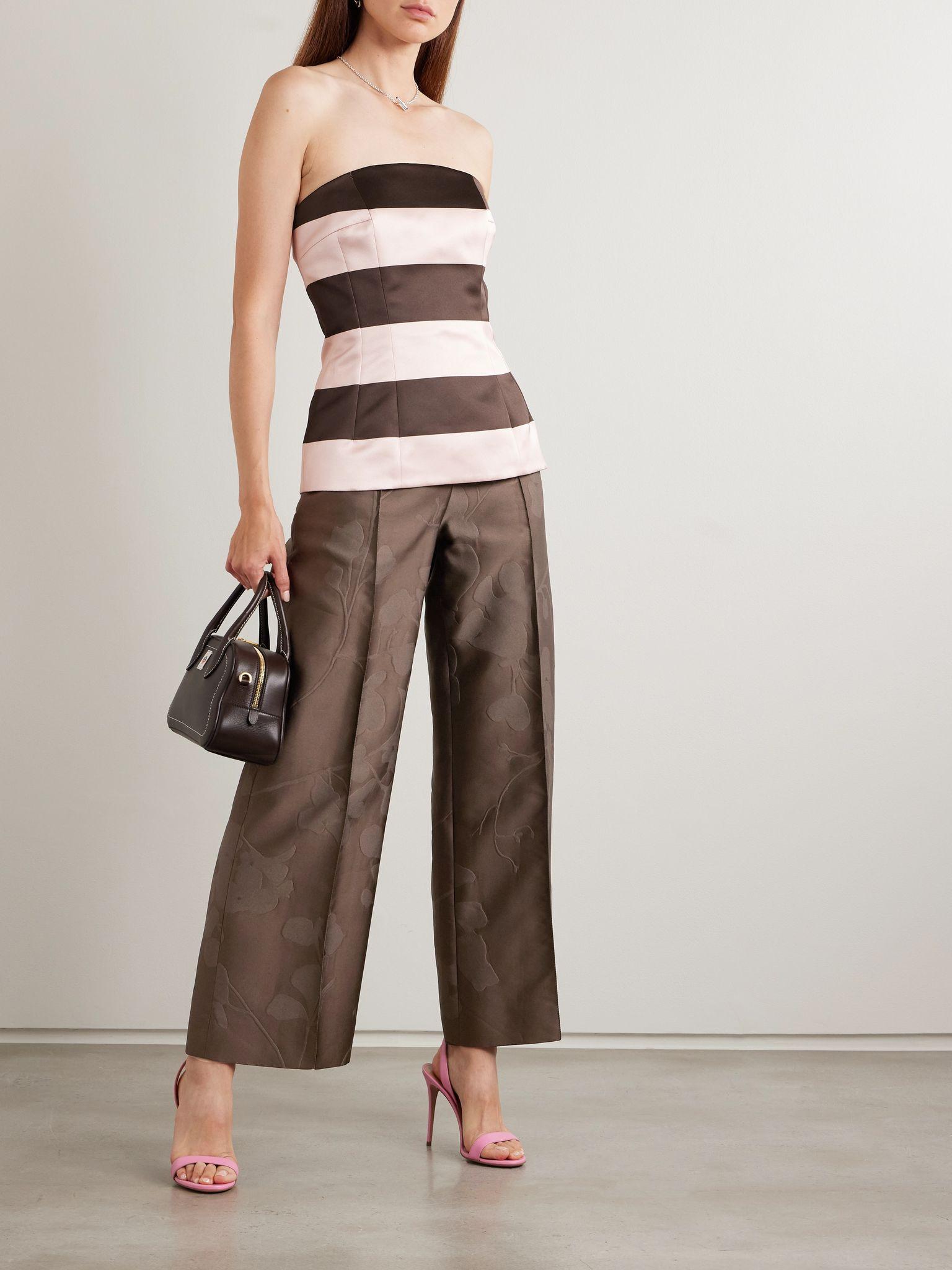 Daffy cropped cloqué wide-leg pants Brown - 2
