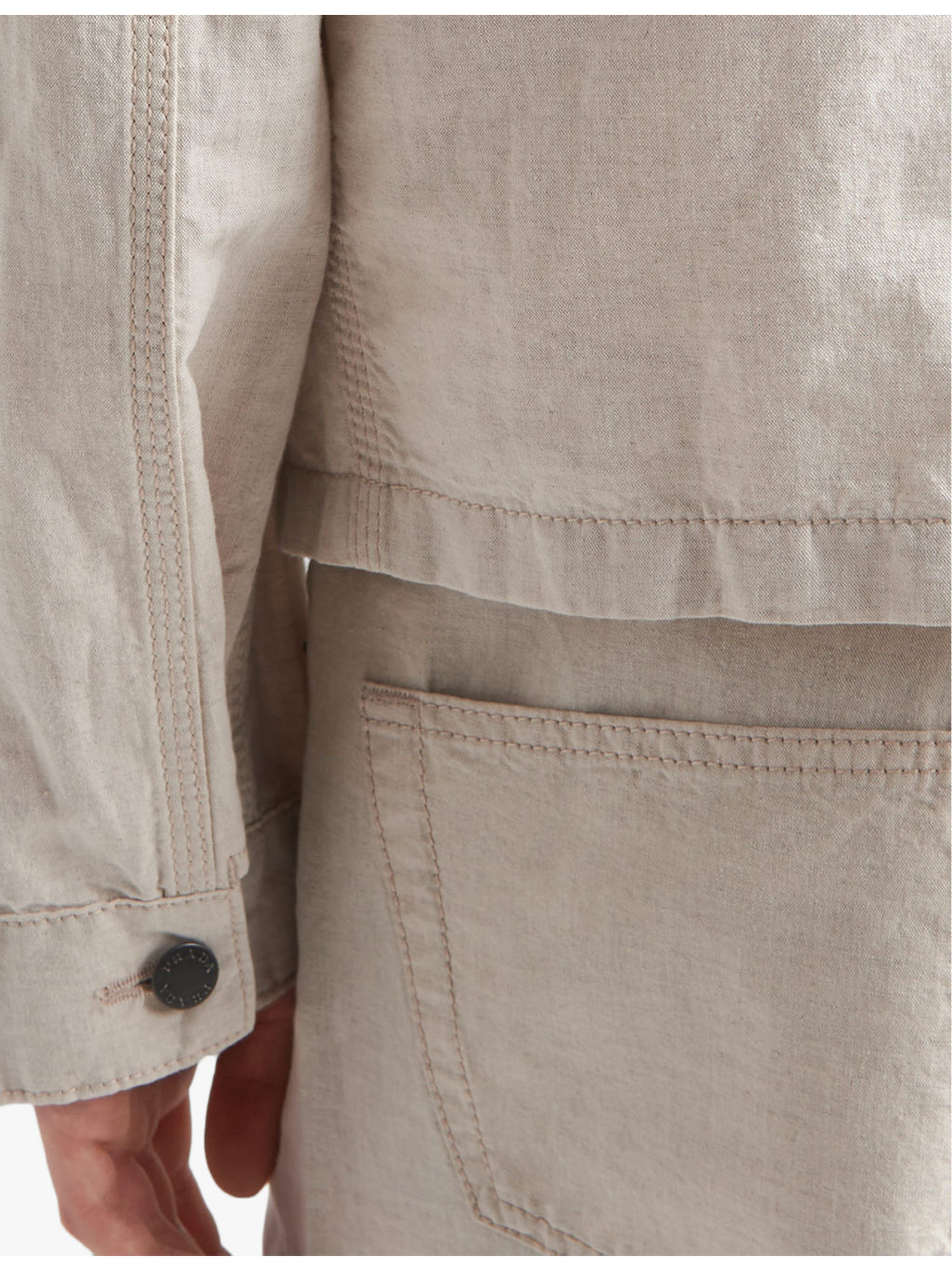 Branded-plaque chest-pocket cotton-blend jacket - 5