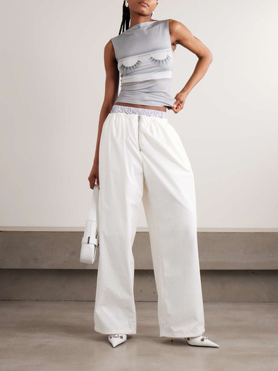 Dion Lee Gathered washed cotton-blend wide-leg pants outlook