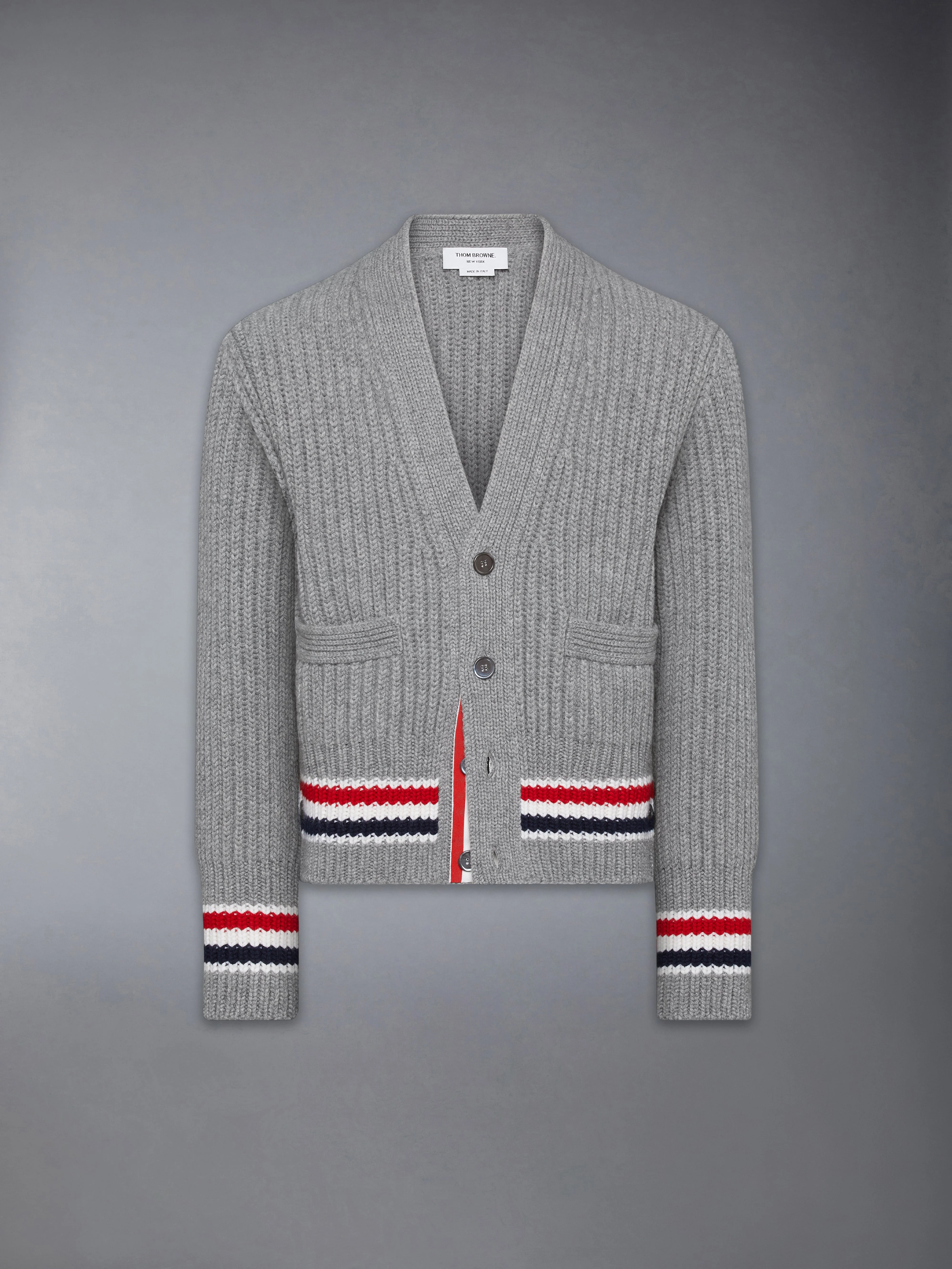 RWB STRIPE CASHMERE V NECK CARDIGAN - 1