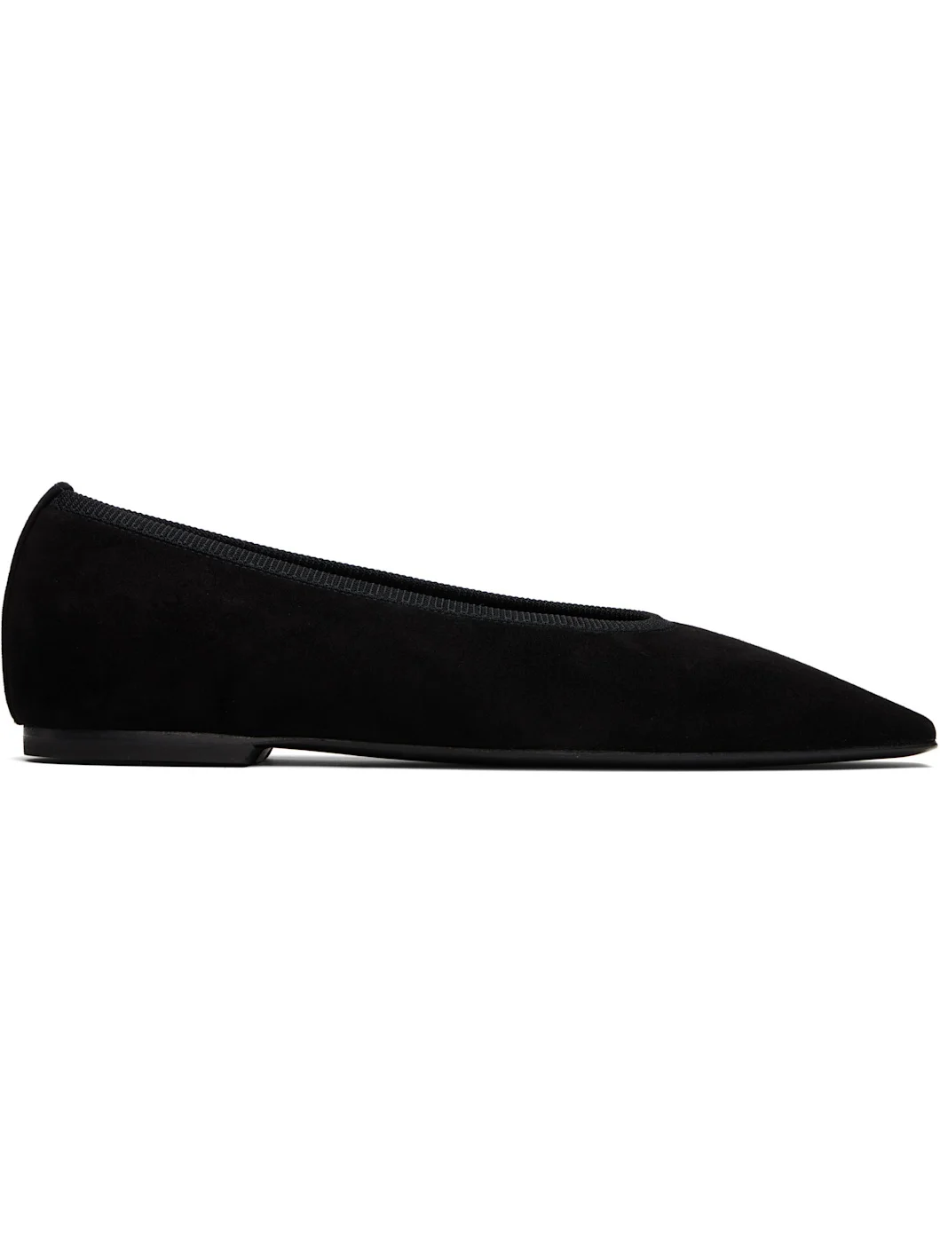 Black Minimalist Suede Ballerina Flats - 1