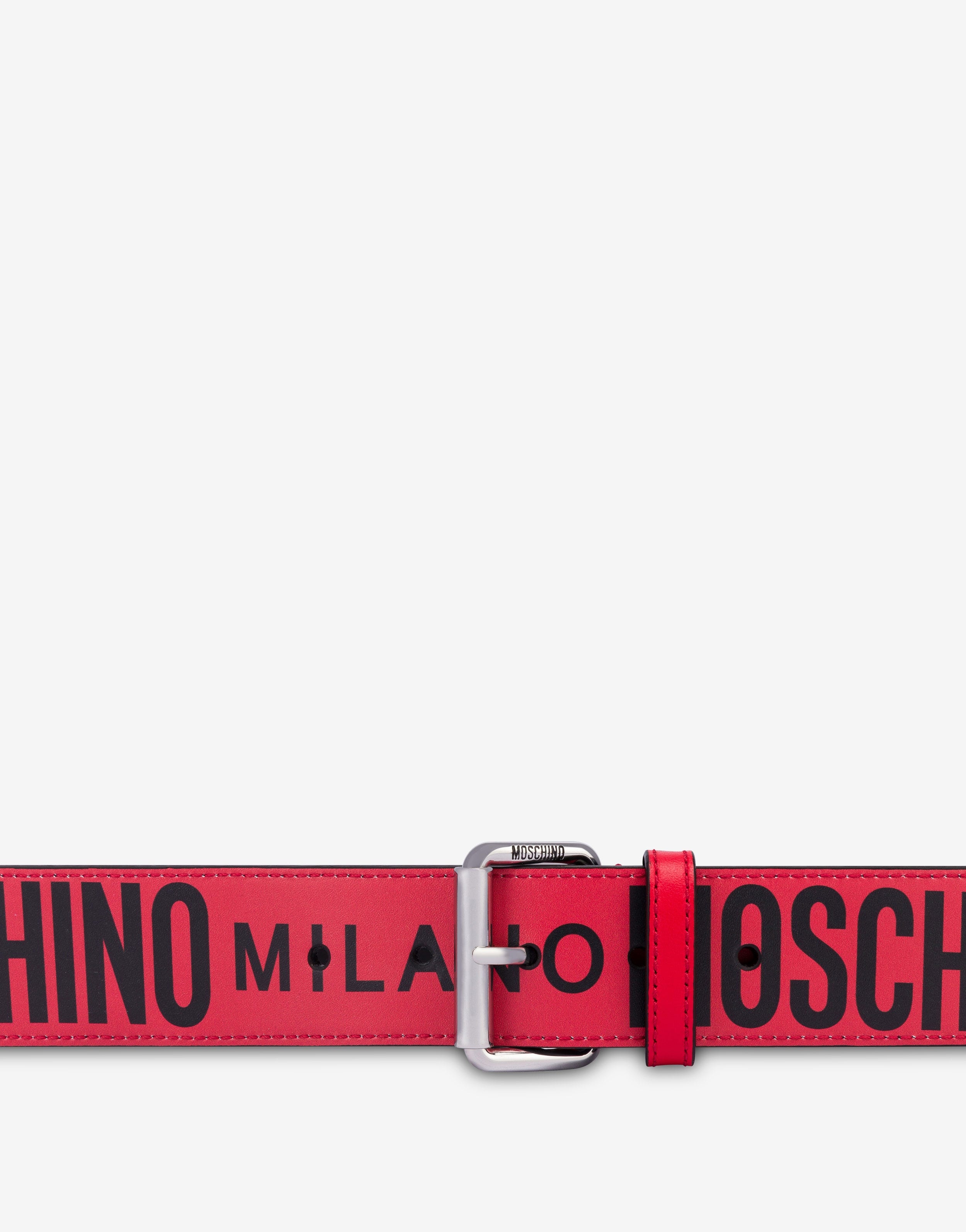 MOSCHINO MILANO LOGO CALFSKIN BELT - 2