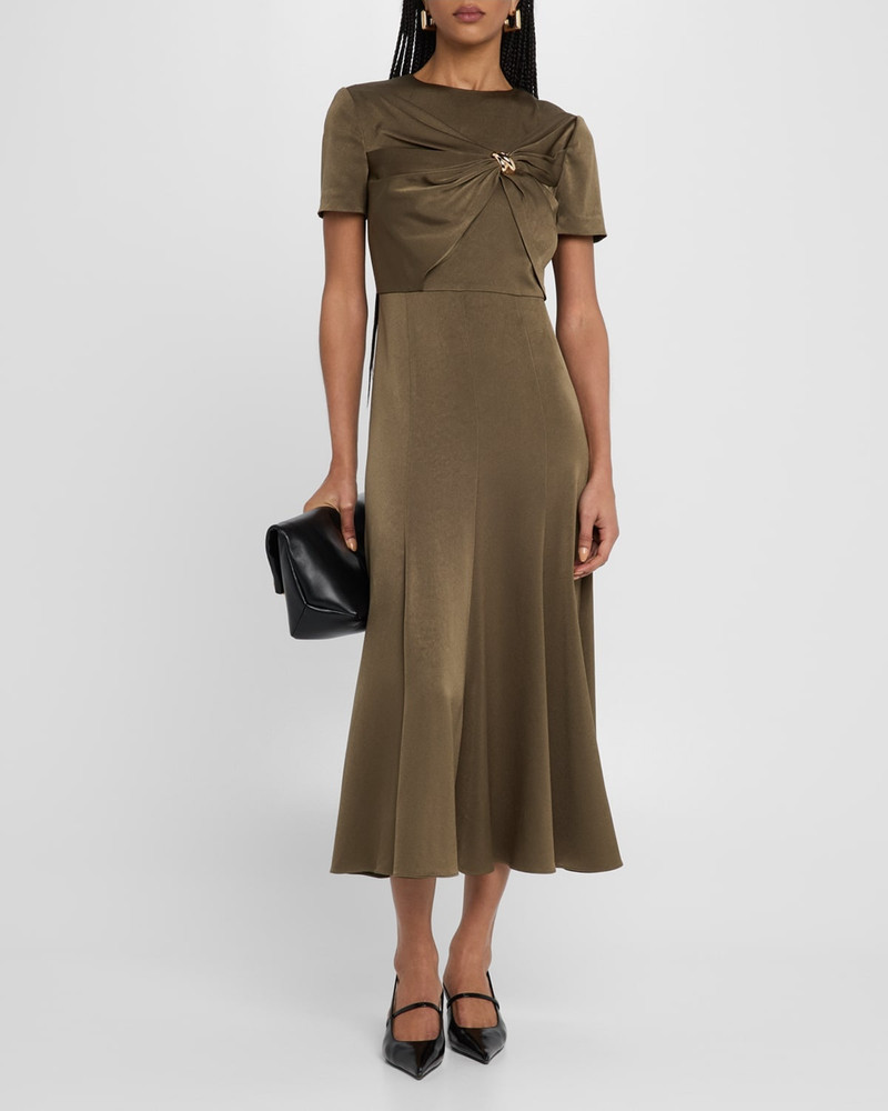 ROLAND MOURET Draped Satin Crepe Midi Dress outlook