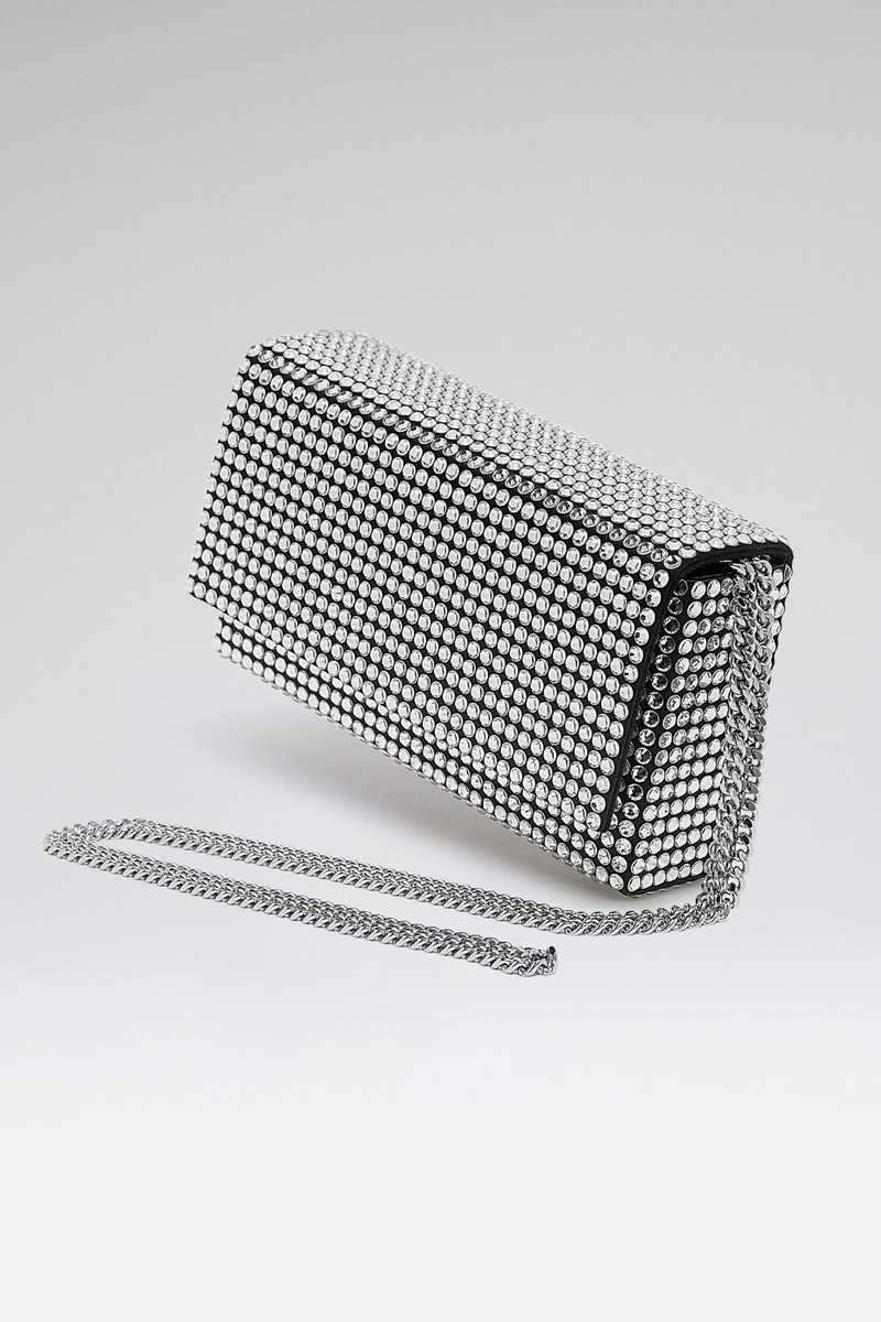 Amina Muaddi PALOMA MINI BLACK SATIN AND WHITE CRYSTALS outlook