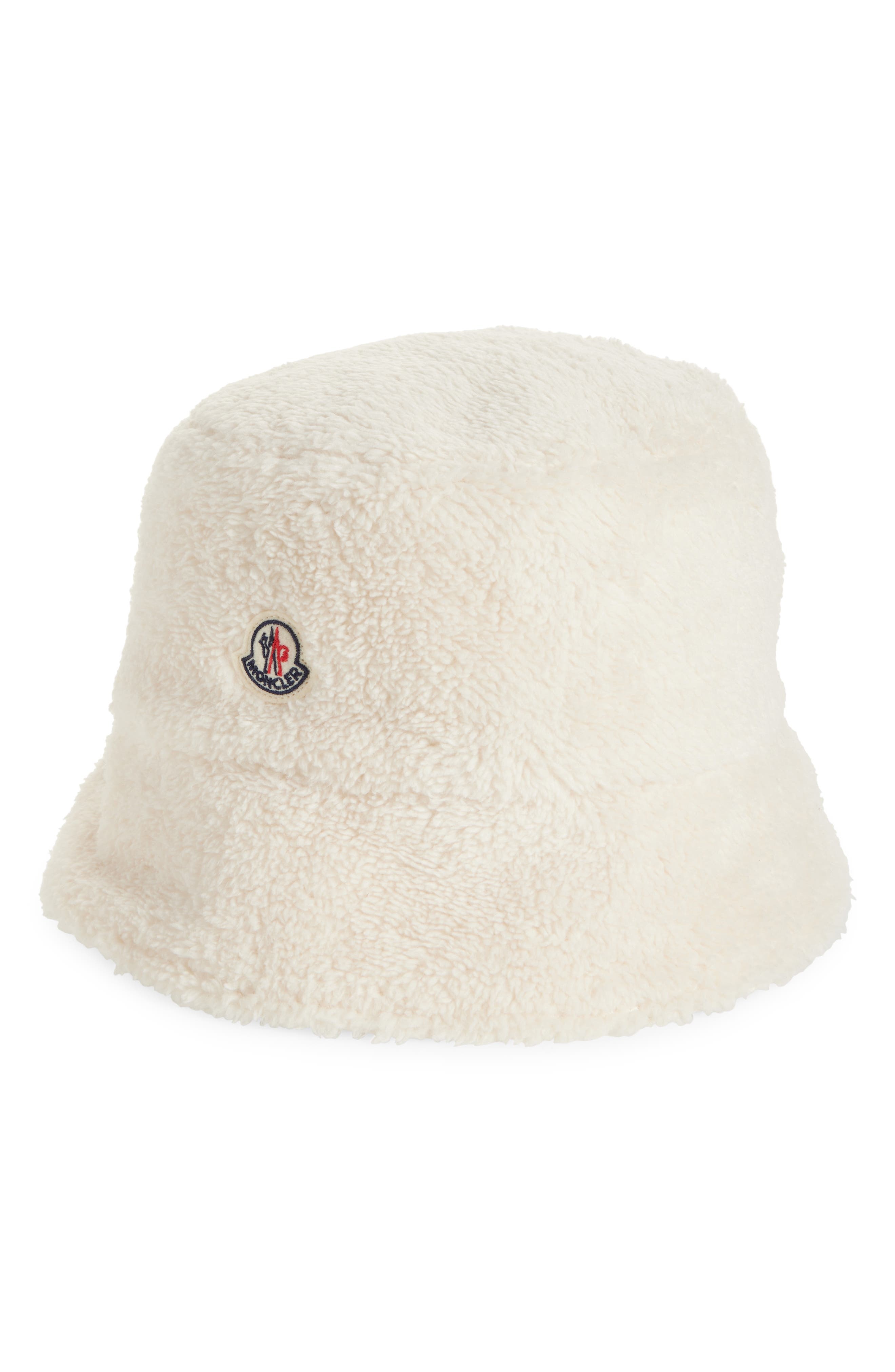 Moncler Reversible Cotton Canvas & Teddy Bucket Hat in White at Nordstrom - 3