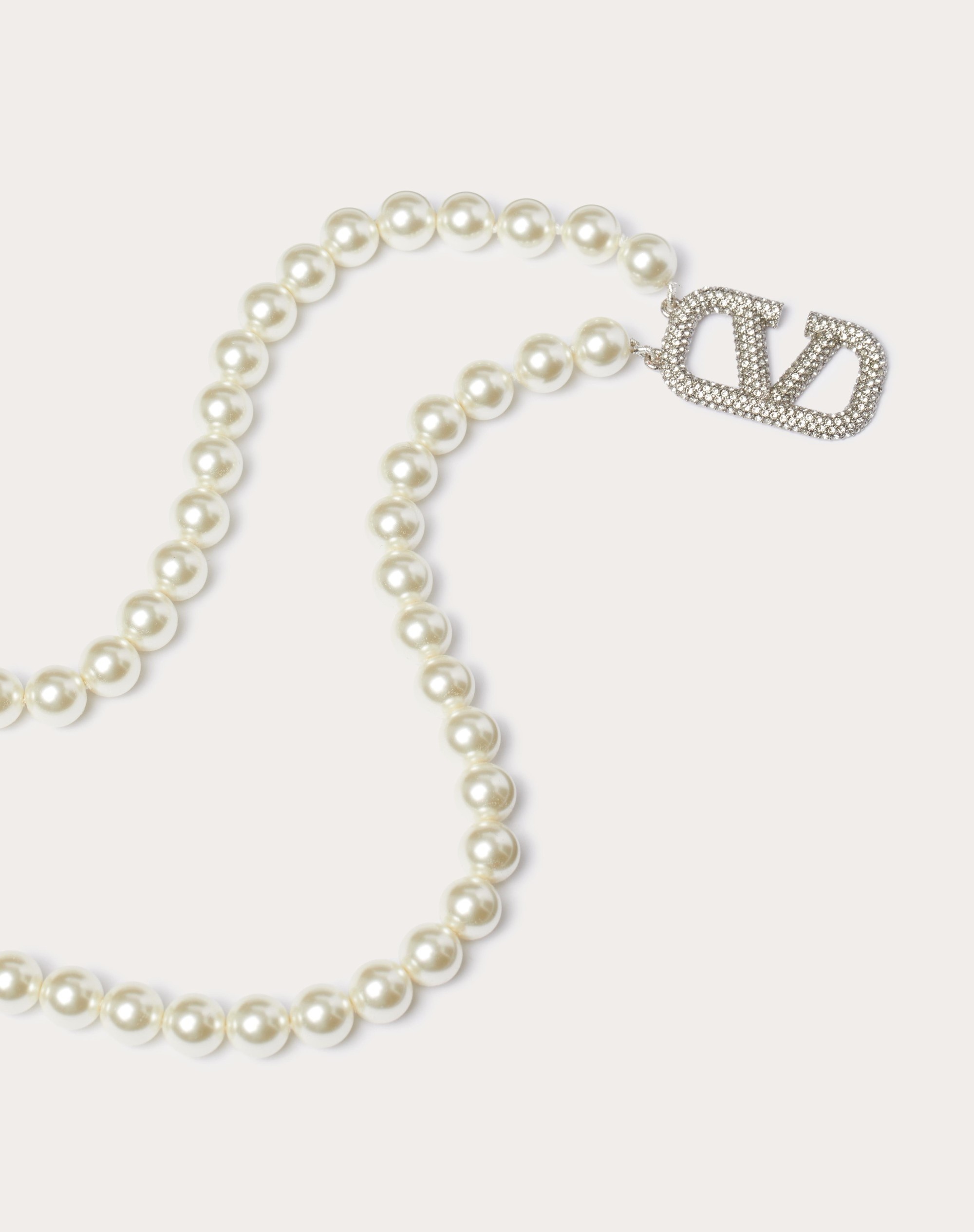 VLOGO SIGNATURE METAL NECKLACE WITH PEARLS AND SWAROVSKI® CRYSTALS - 3