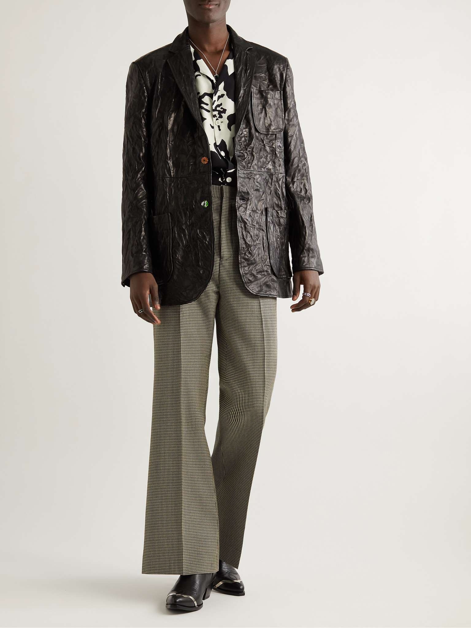 Crinkled-Leather Blazer - 2