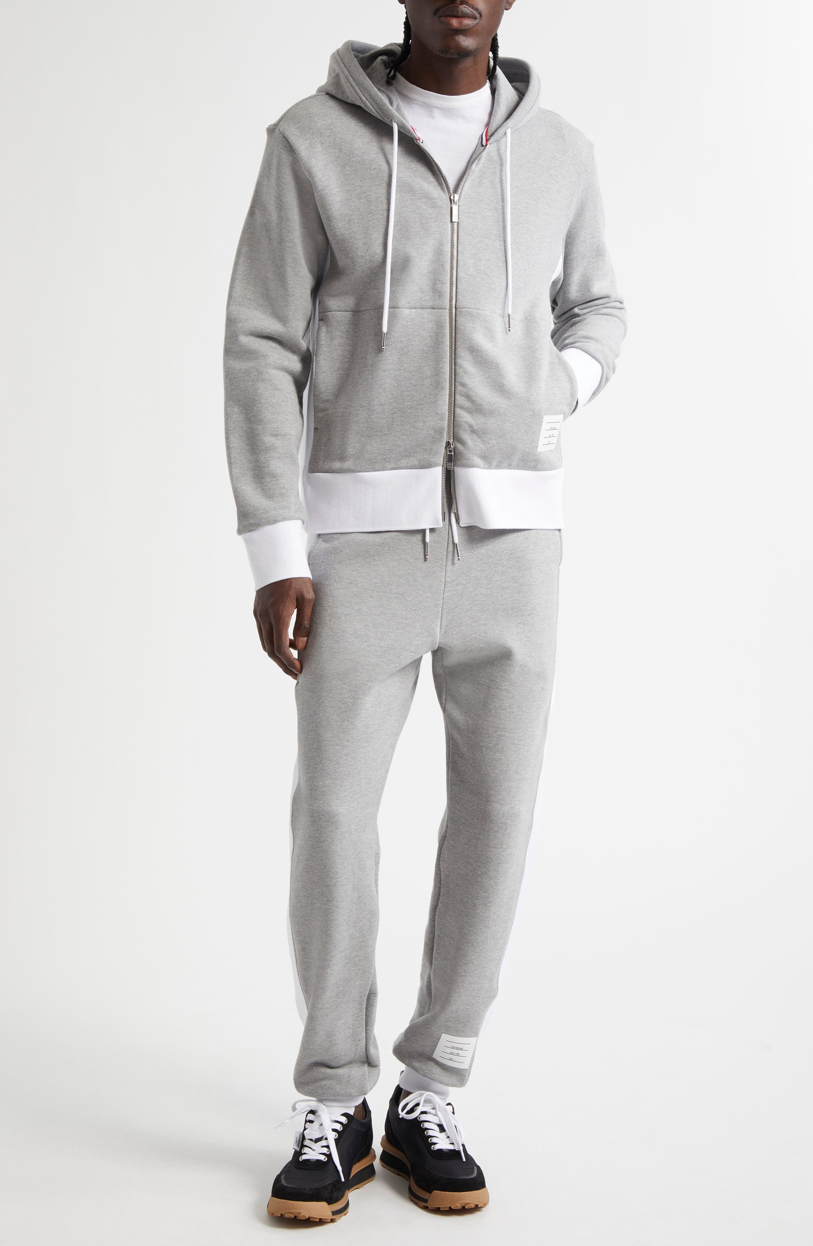 Thom Browne Engineered 4-Bar Cotton French Terry Zip-Up Hoodie in Light Grey at Nordstrom - 2