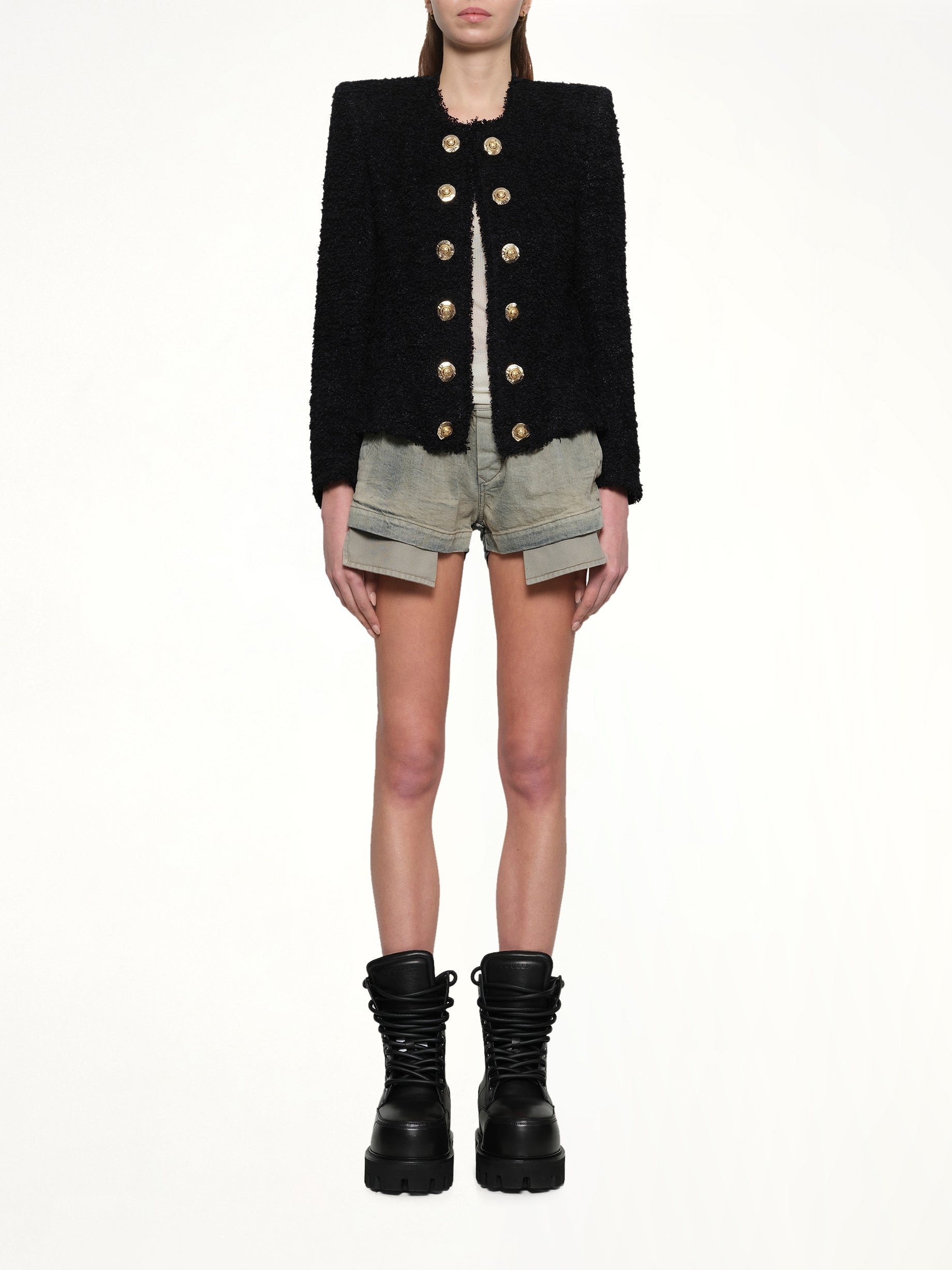 Tweed Spencer Jacket in Black - 7