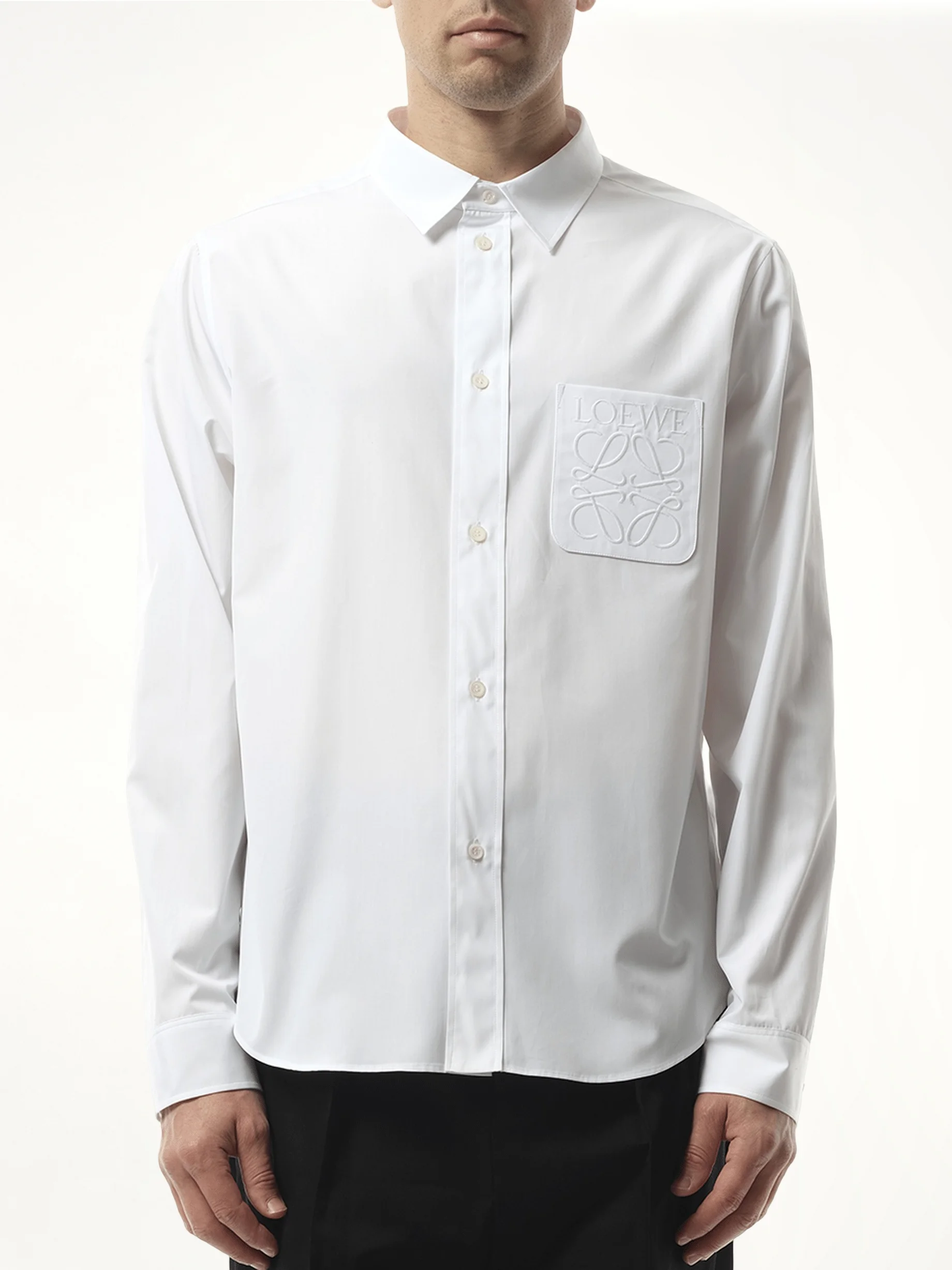 Anagram Embossed Shirt in White - 1