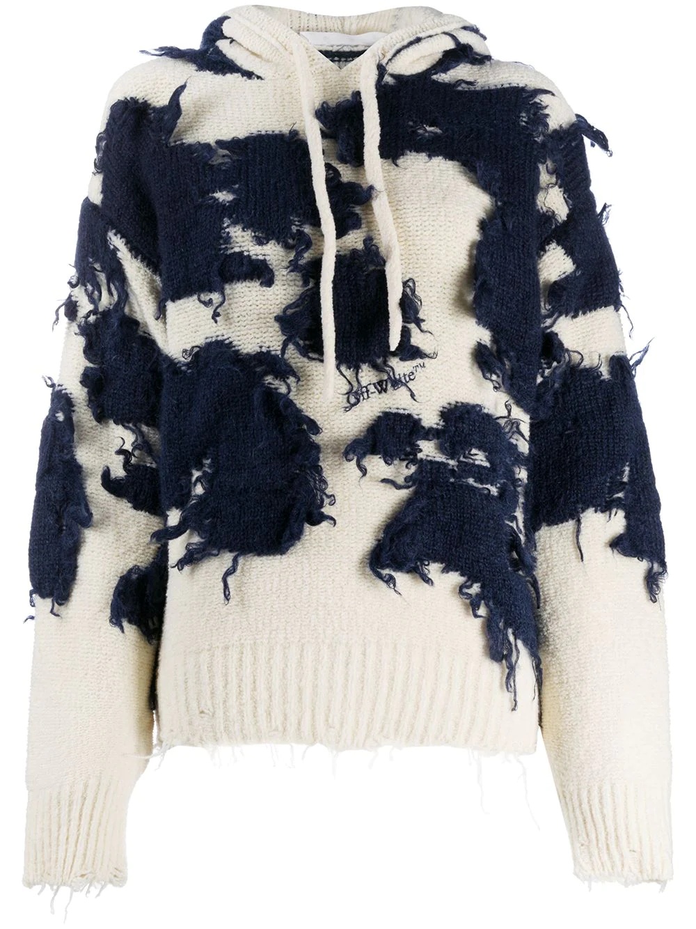 patch-detail knitted hoodie - 1