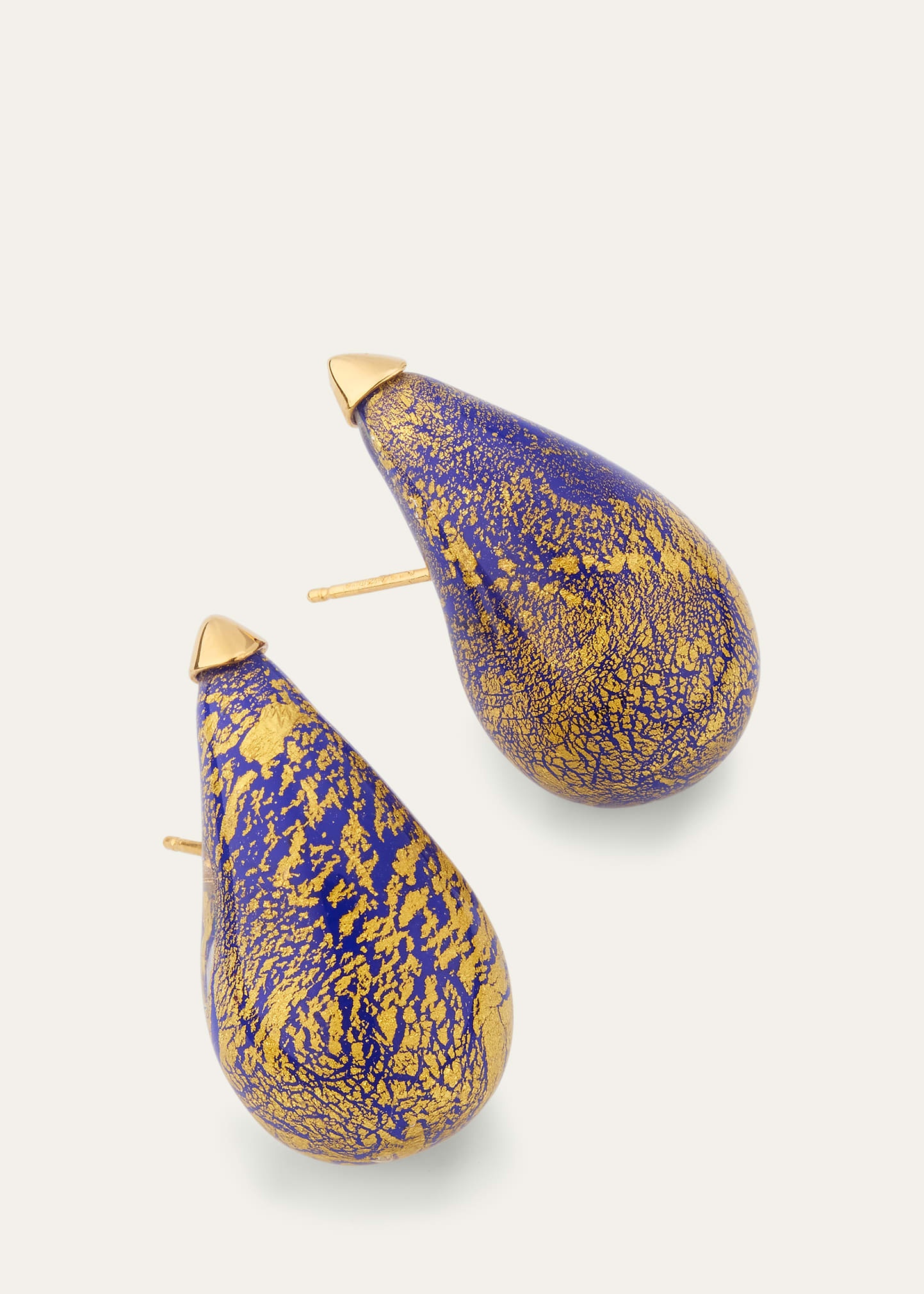 Glass Drop Earrings, Midnight Blue - 3