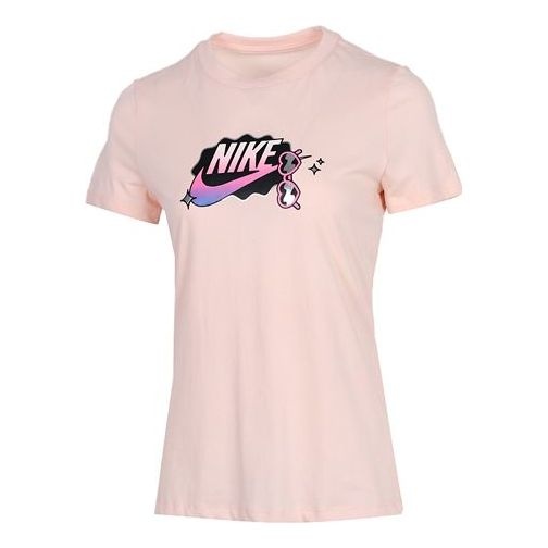 (WMNS) Nike Sportswear Logo Printing Short Sleeve Pink CU9696-664 - 1