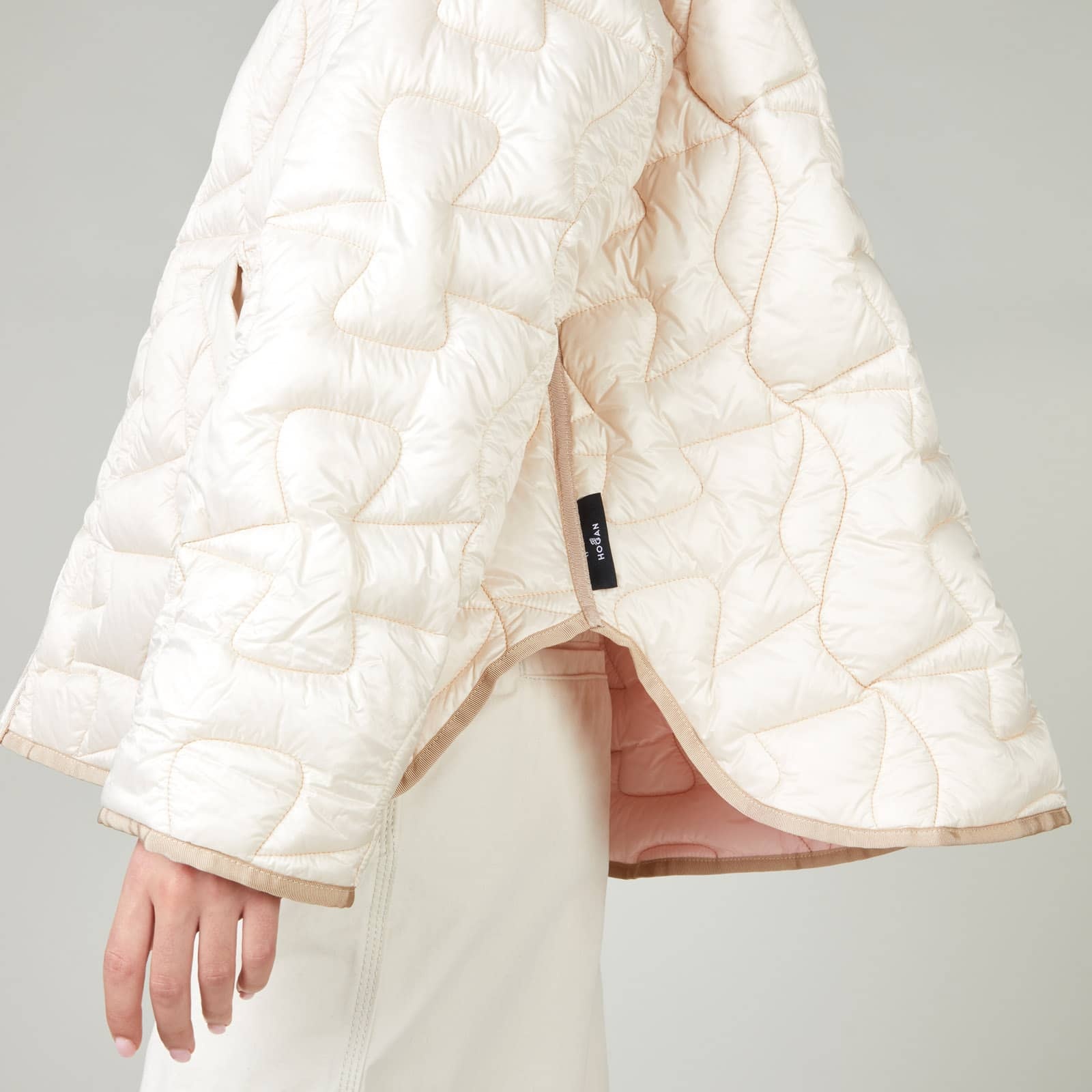 Quilted Bomber Jacket Ivory Beige - 9