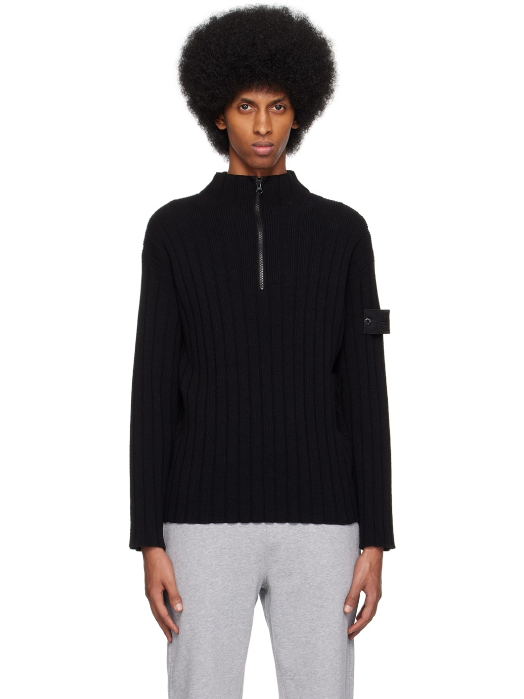 Stone Island Black Half-Zip Sweater | REVERSIBLE