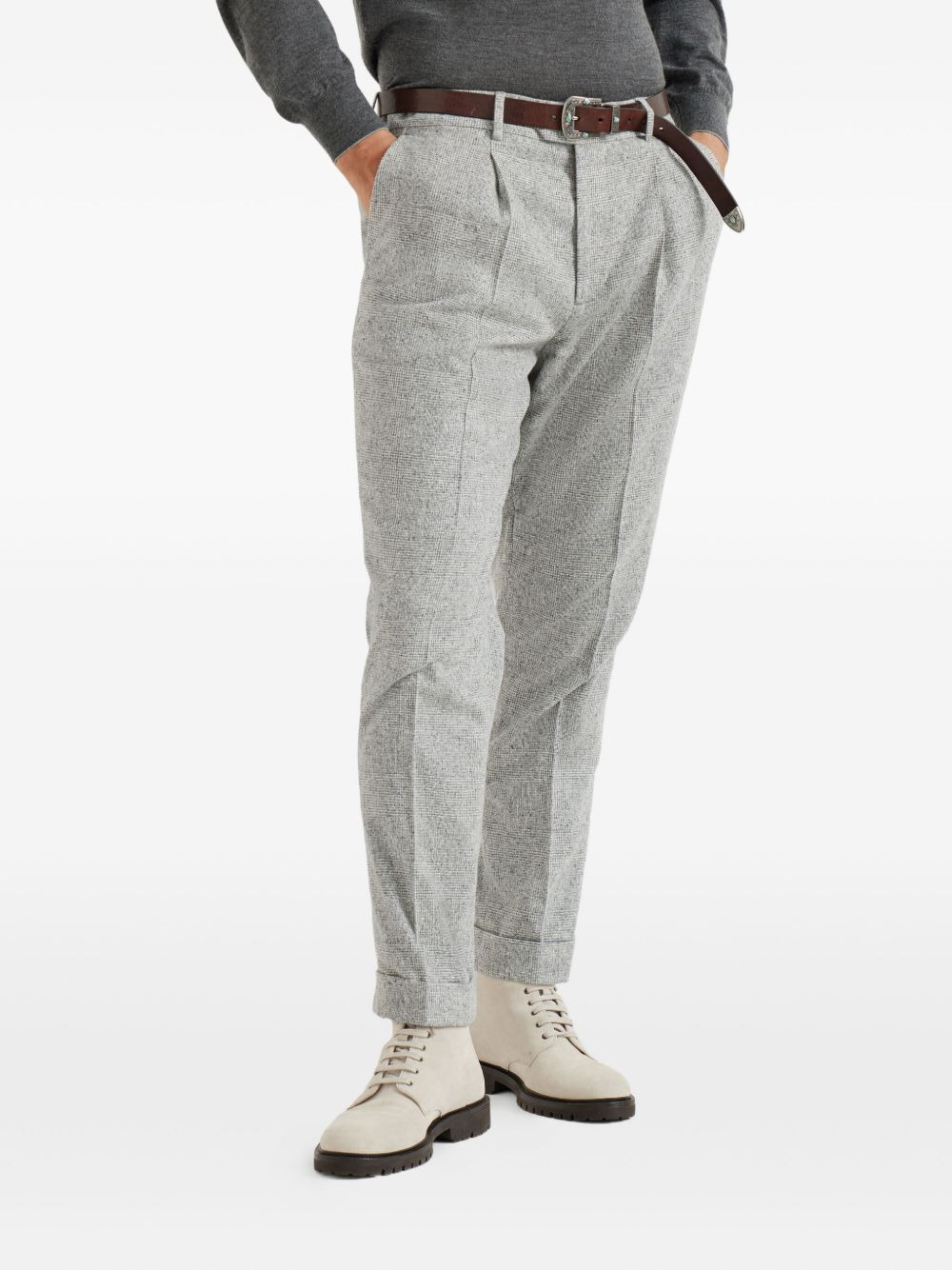 pleated wool-silk blend trousers - 3