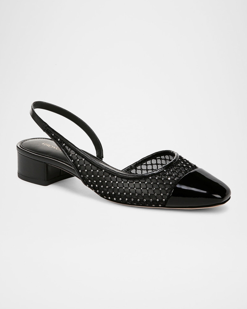 VERONICA BEARD Cecile Net Leather Slingback Ballerina Flats outlook