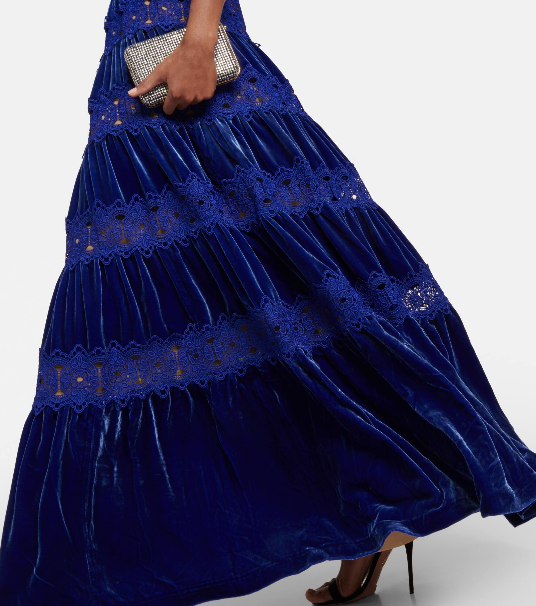 Lissie lace, silk, and velvet gown - 5