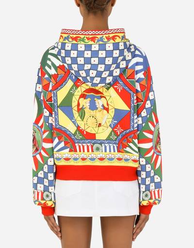 Dolce & Gabbana Cropped jersey hoodie with Carretto print outlook