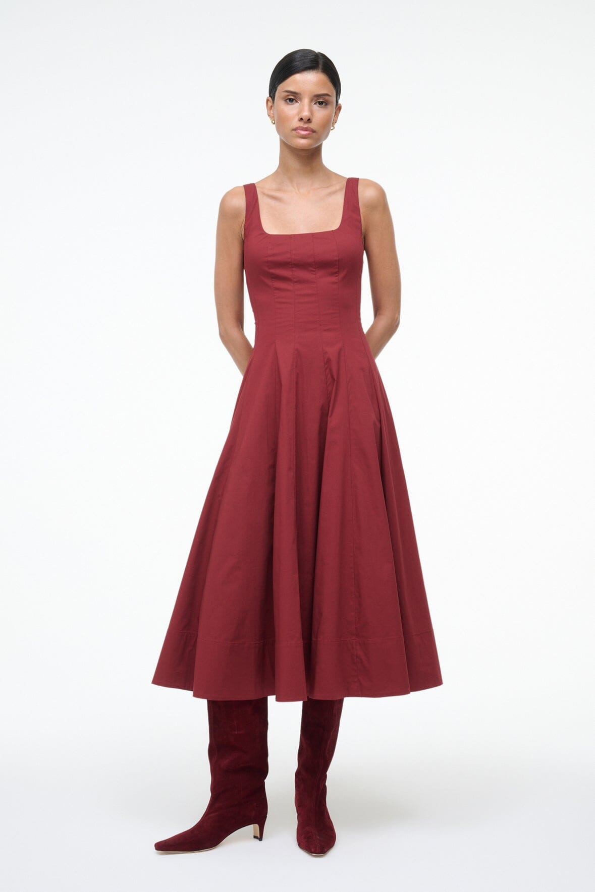 STAUD WELLS DRESS SANGRIA - 4