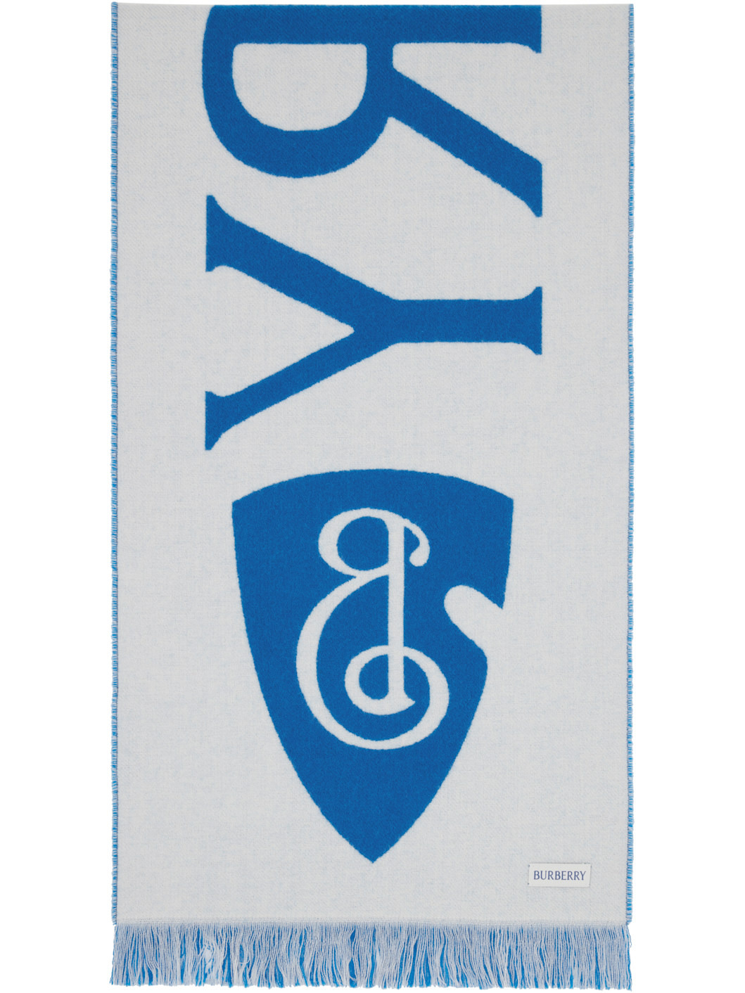 Blue & White Logo Wool Scarf - 2