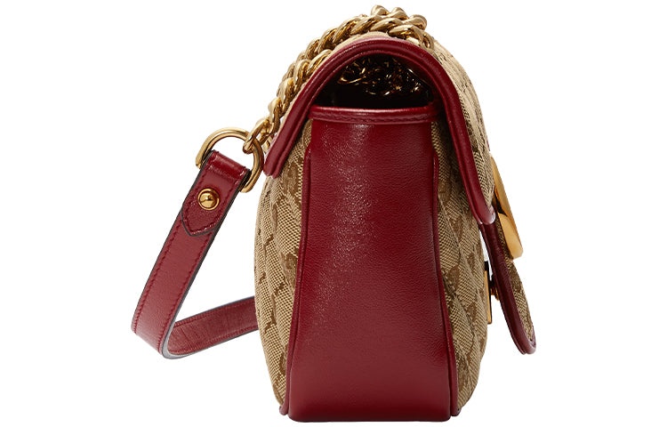 (WMNS) Gucci GG Marmont mini Brown Red color combination 446744-HVKEG-8561 - 4