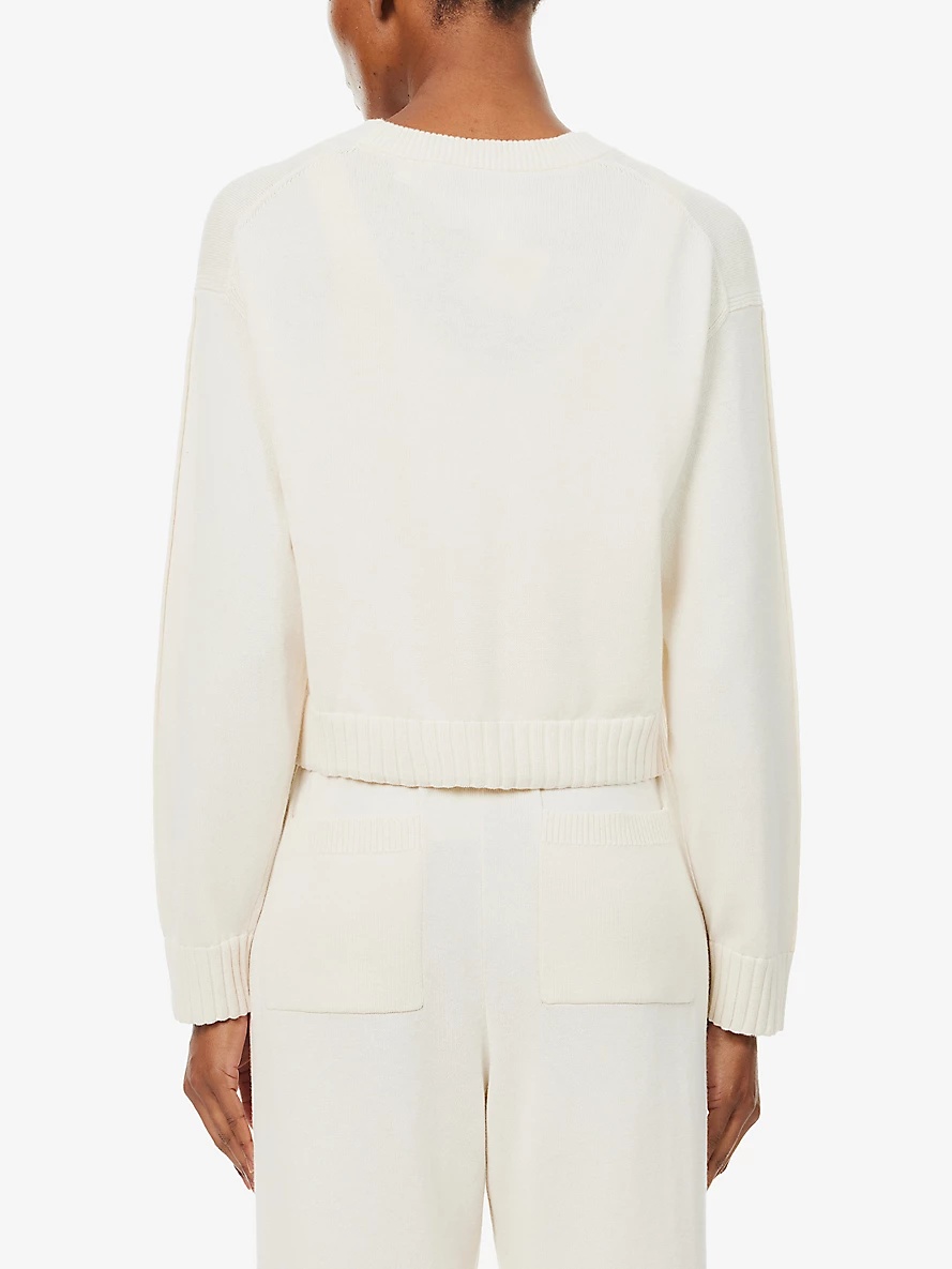 V-neck relaxed-fit cotton and cashmere cardigan - 4