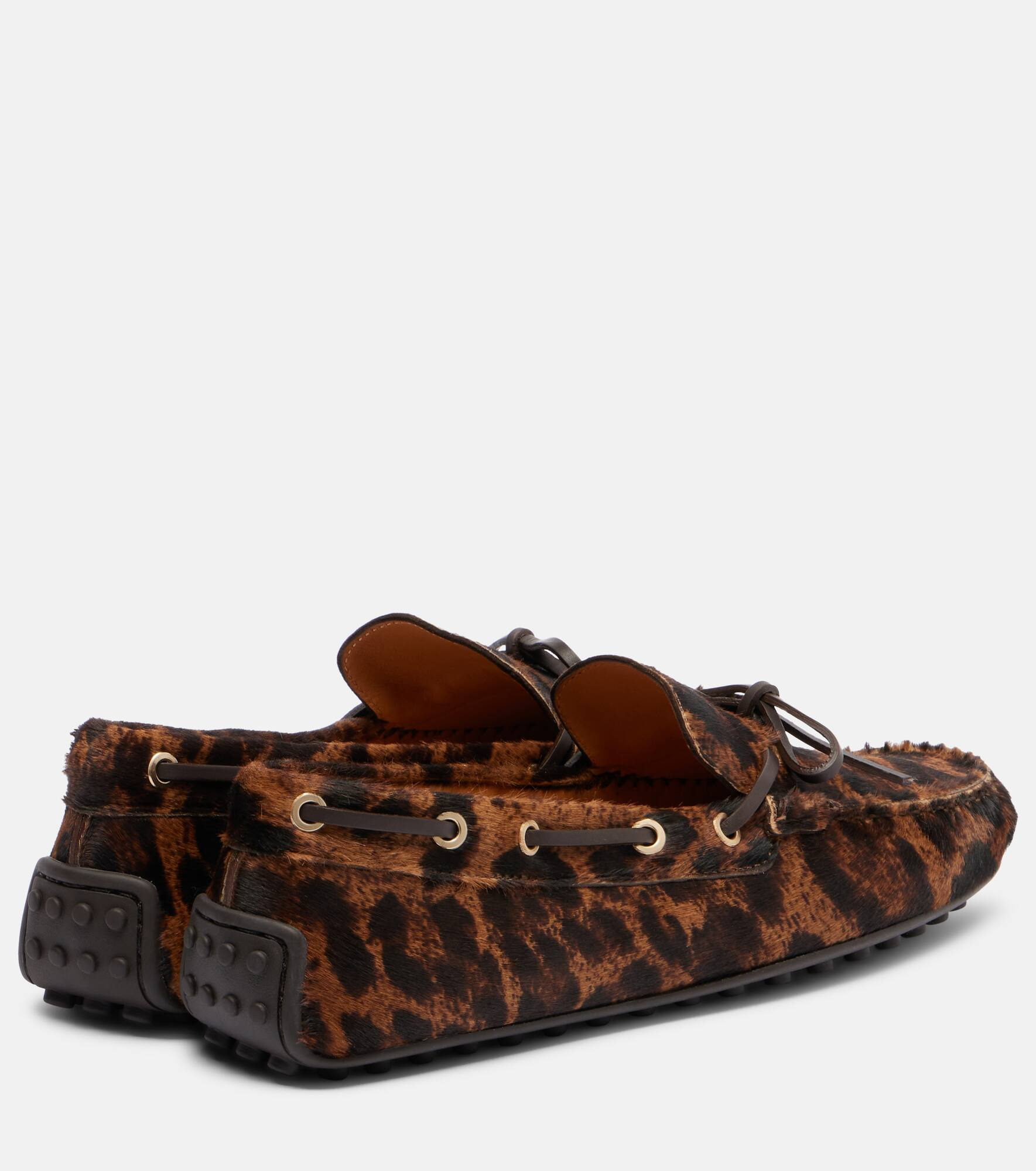 Gomma leopard-print calf hair boat shoes - 2