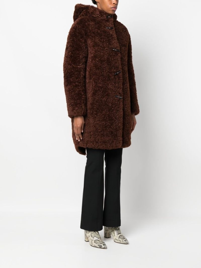 toggle-fastening hooded coat - 3